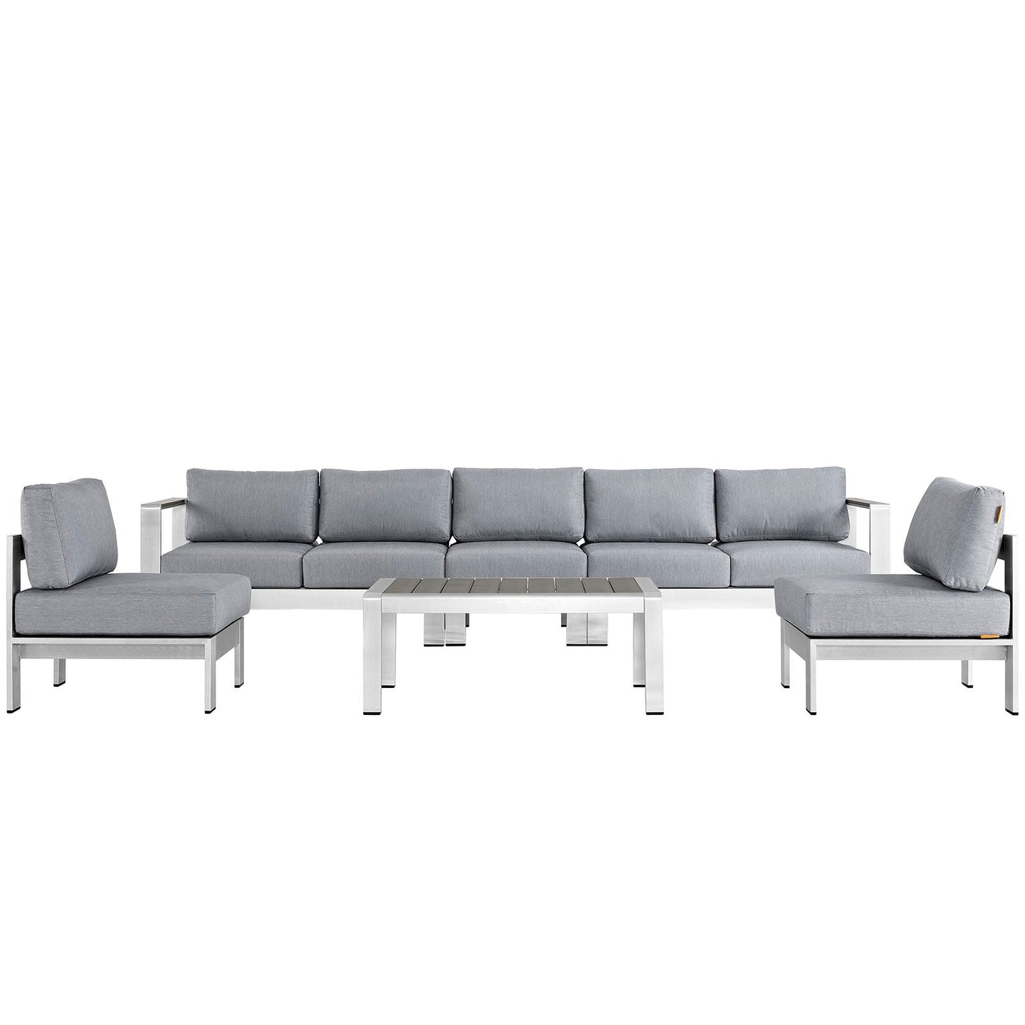 Modway EEI-2565 Shore 6 Piece Outdoor Patio Aluminum Sectional Sofa Set | Outdoor Sofas, Loveseats & Sectionals |