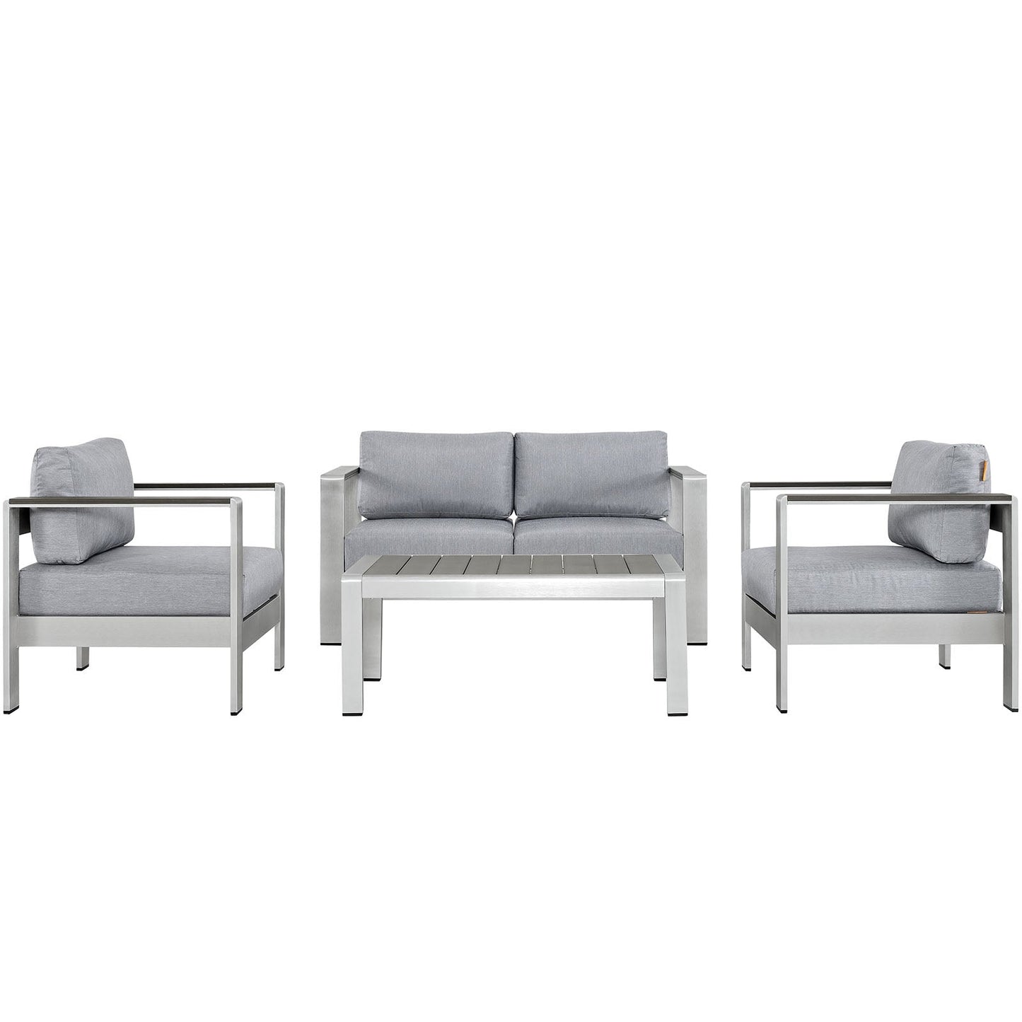 Modway EEI-2567 Shore 4 Piece Outdoor Patio Aluminum Sectional Sofa Set | Outdoor Sofas, Loveseats & Sectionals |