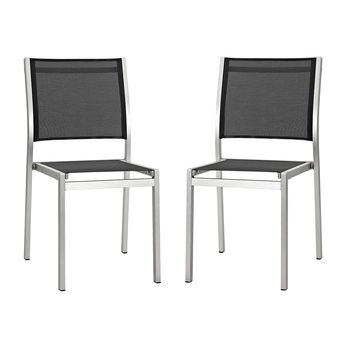 Modway Shore Side Chair Outdoor Patio Aluminum Set of 2 - Silver Black | Outdoor Chairs | Modishstore-2