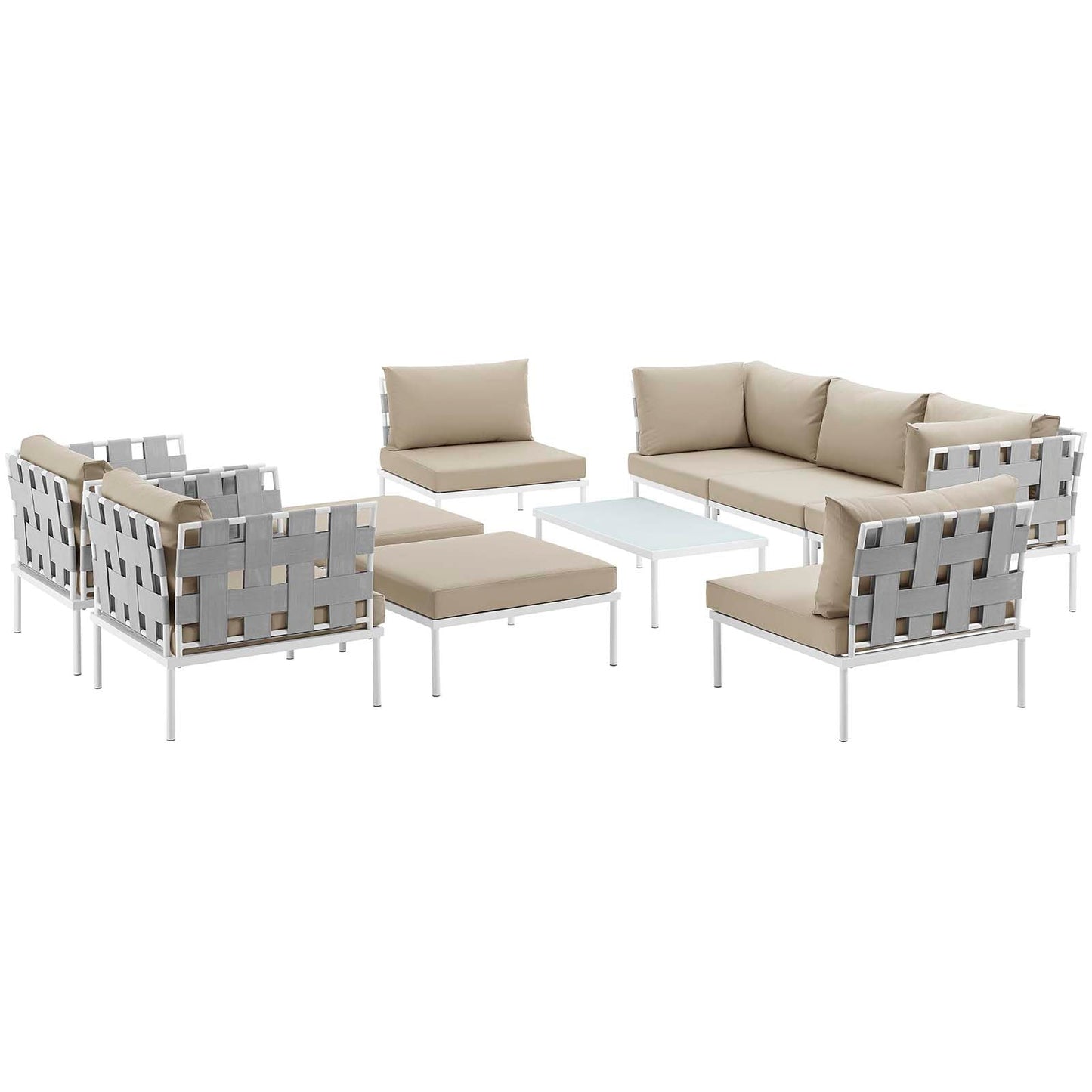 Modway Harmony 10 Piece Outdoor Patio Aluminum Sectional Sofa Set | Outdoor Sofas, Loveseats & Sectionals |