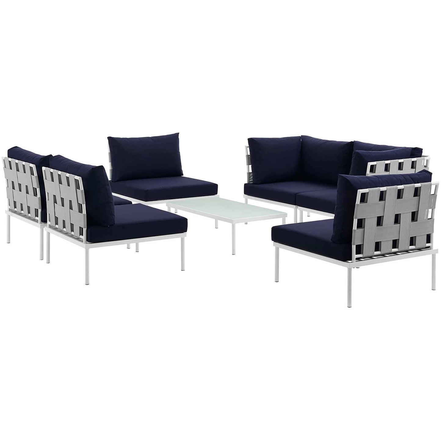 Modway Harmony 7 Piece Outdoor Patio Aluminum Sectional Sofa Set - EEI-2617 | Outdoor Sofas, Loveseats & Sectionals |