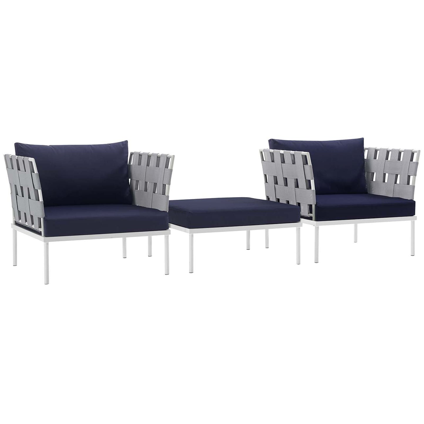 Modway Harmony 3 Piece Outdoor Patio Aluminum Set | Outdoor Chairs |