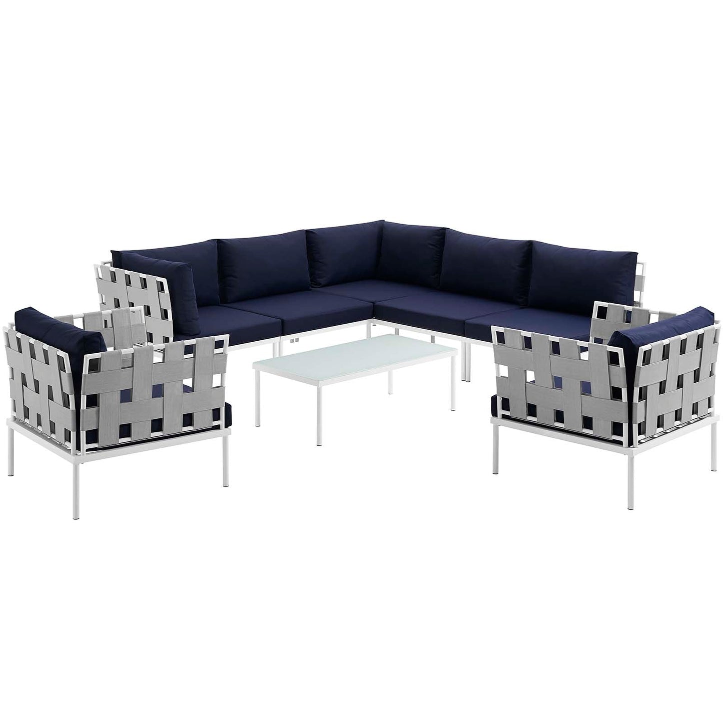 Modway Harmony 8 Piece Outdoor Patio Aluminum Sectional Sofa Set | Outdoor Sofas, Loveseats & Sectionals |