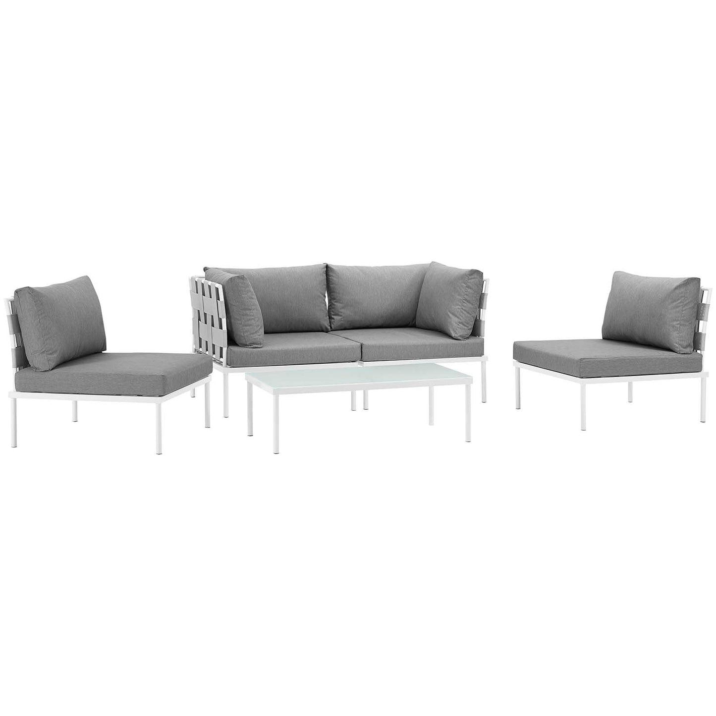 Modway Harmony 5 Piece Outdoor Patio Aluminum Sectional Sofa Set - EEI-2622 | Outdoor Sofas, Loveseats & Sectionals |