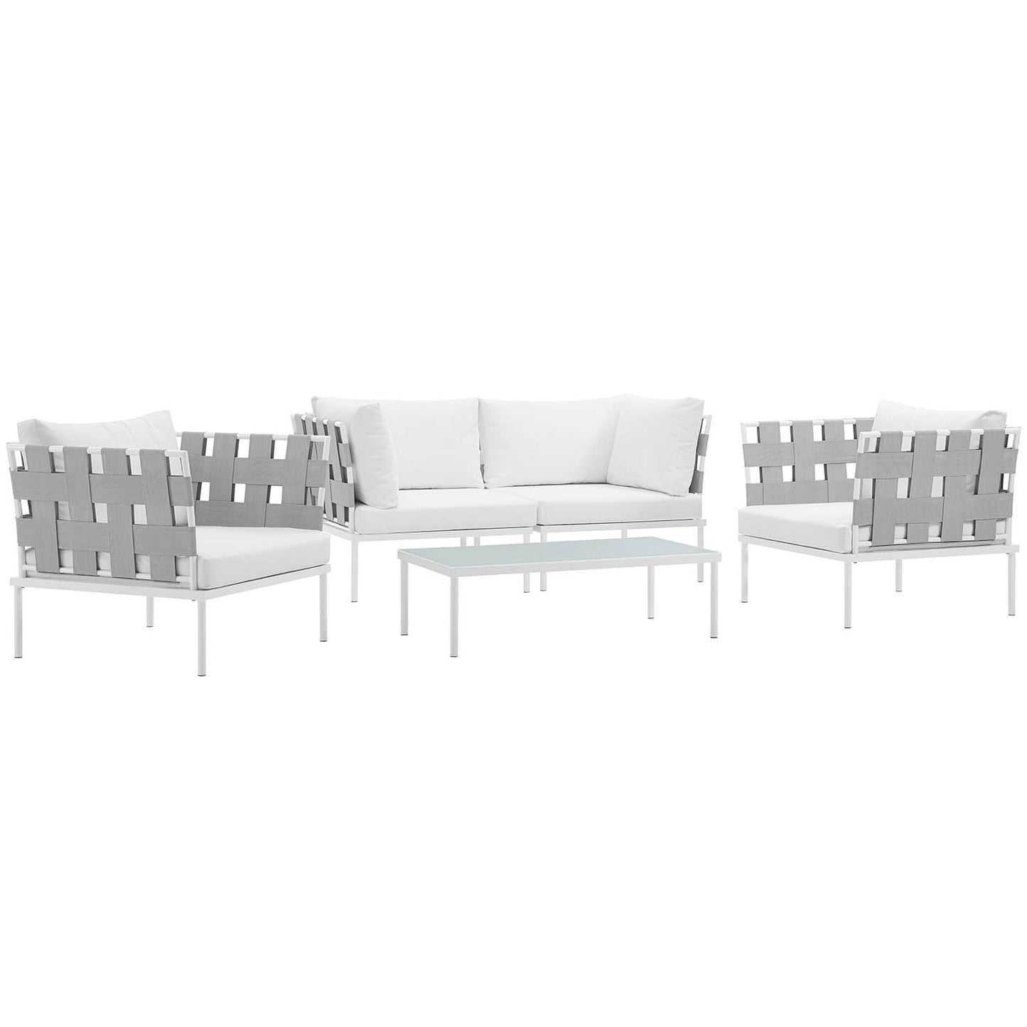 Modway Harmony 5 Piece Outdoor Patio Aluminum Sectional Sofa Set | Outdoor Sofas, Loveseats & Sectionals |