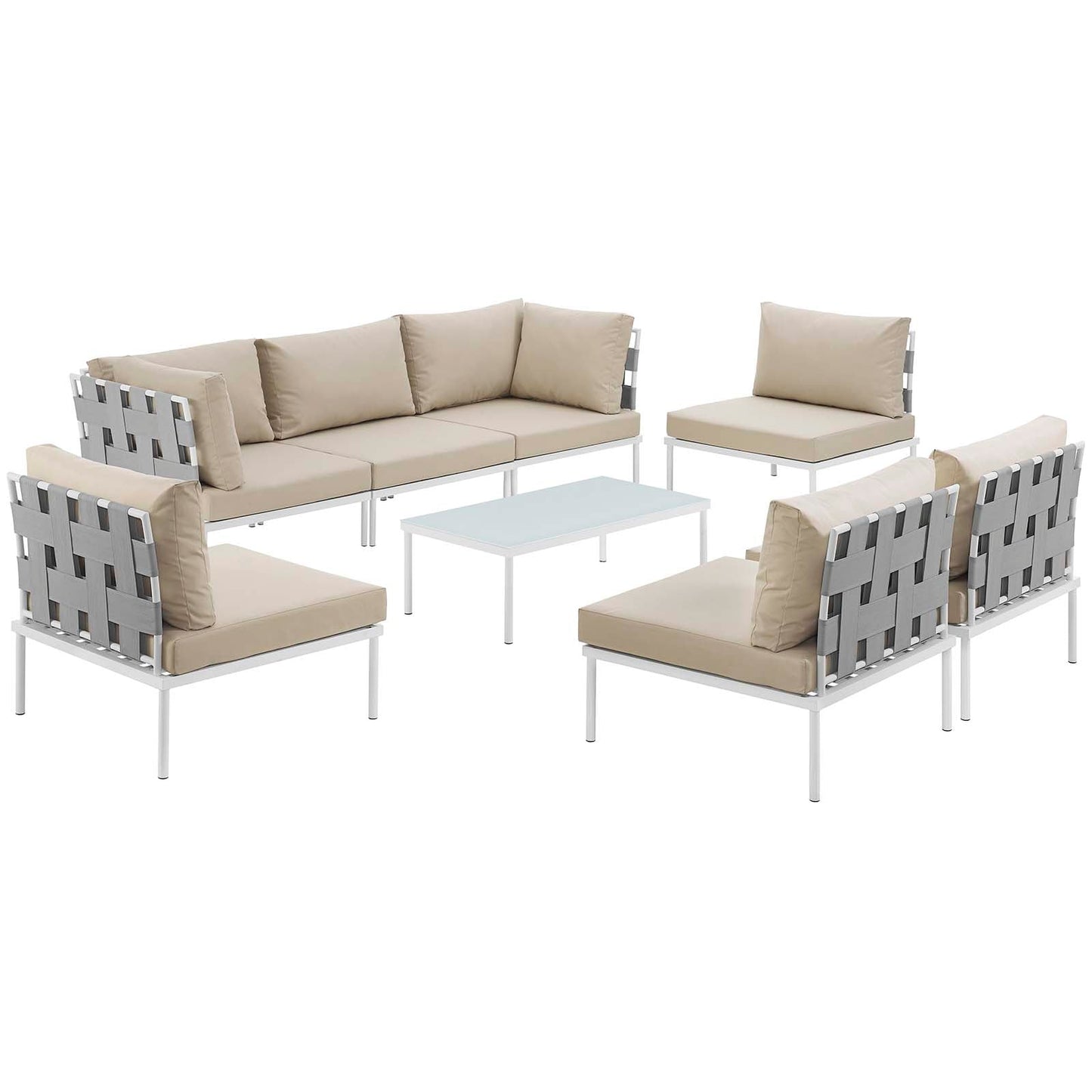 Modway Harmony 8 Piece Outdoor Patio Sectional Sofa Set - EEI-2625 | Outdoor Sofas, Loveseats & Sectionals |
