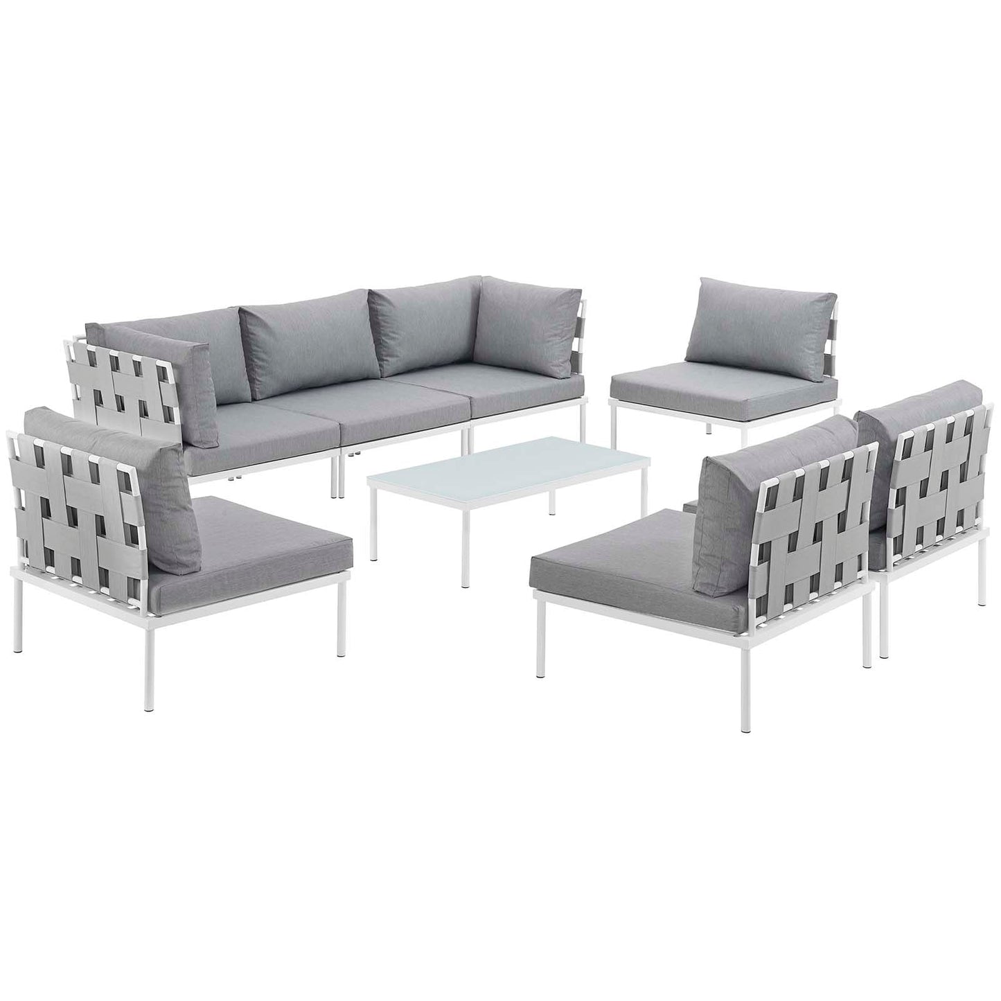 Modway Harmony 8 Piece Outdoor Patio Sectional Sofa Set - EEI-2625 | Outdoor Sofas, Loveseats & Sectionals |