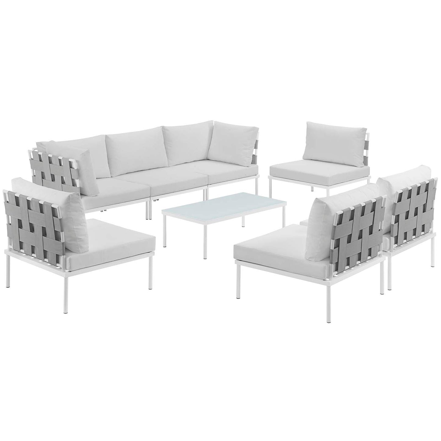 Modway Harmony 8 Piece Outdoor Patio Sectional Sofa Set - EEI-2625 | Outdoor Sofas, Loveseats & Sectionals |