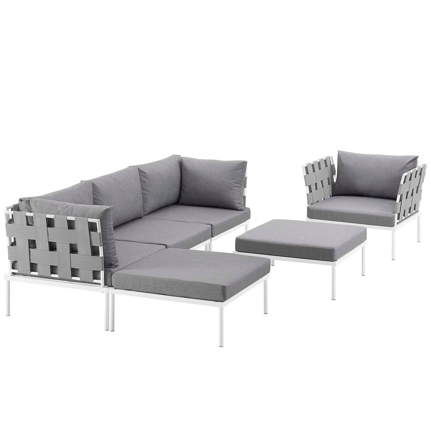 Modway Harmony 6 Piece Outdoor Patio Aluminum Sectional Sofa Set - EEI-2626 | Outdoor Sofas, Loveseats & Sectionals |