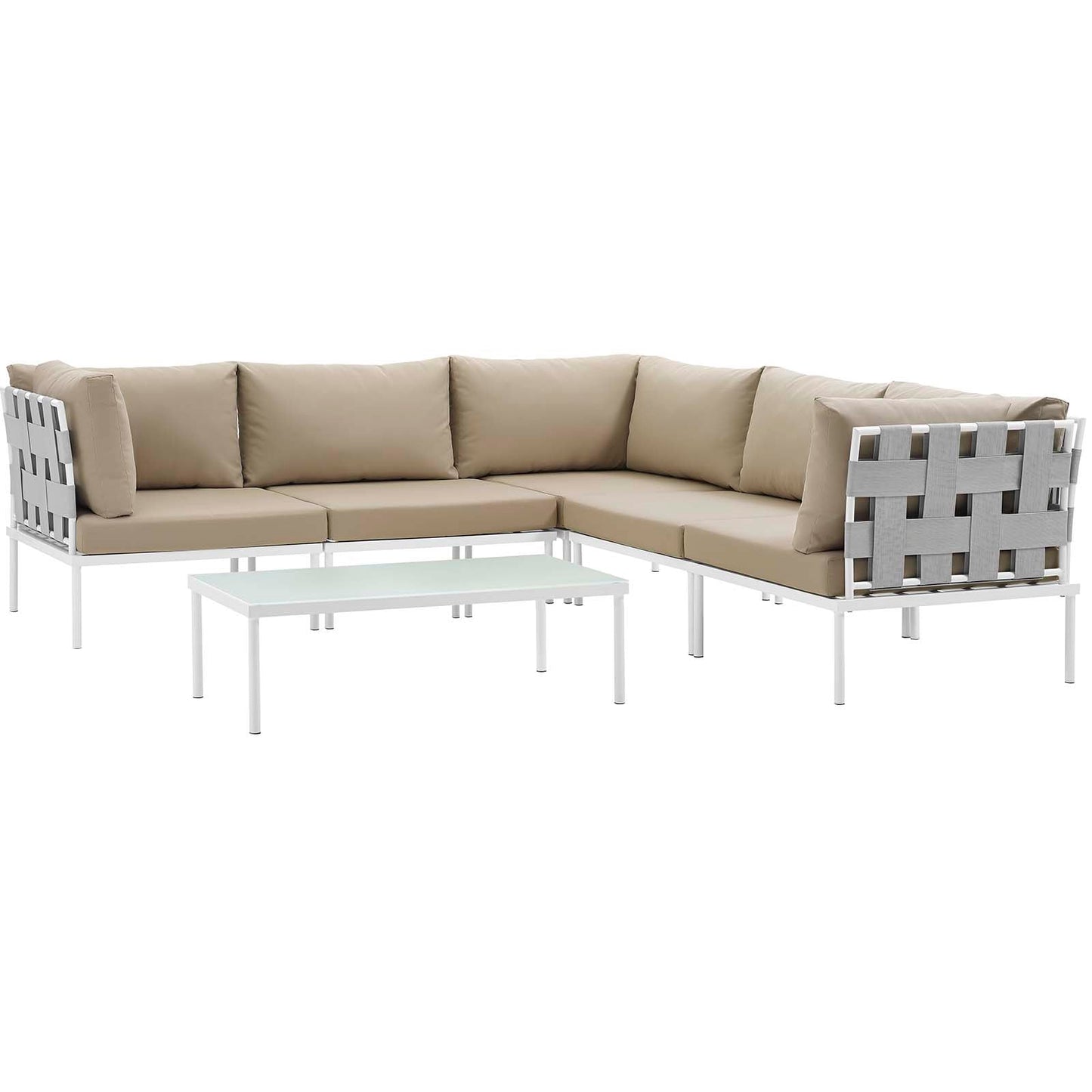 Modway Harmony 6 Piece Outdoor Patio Aluminum Sectional Sofa Set - EEI-2627 | Outdoor Sofas, Loveseats & Sectionals |