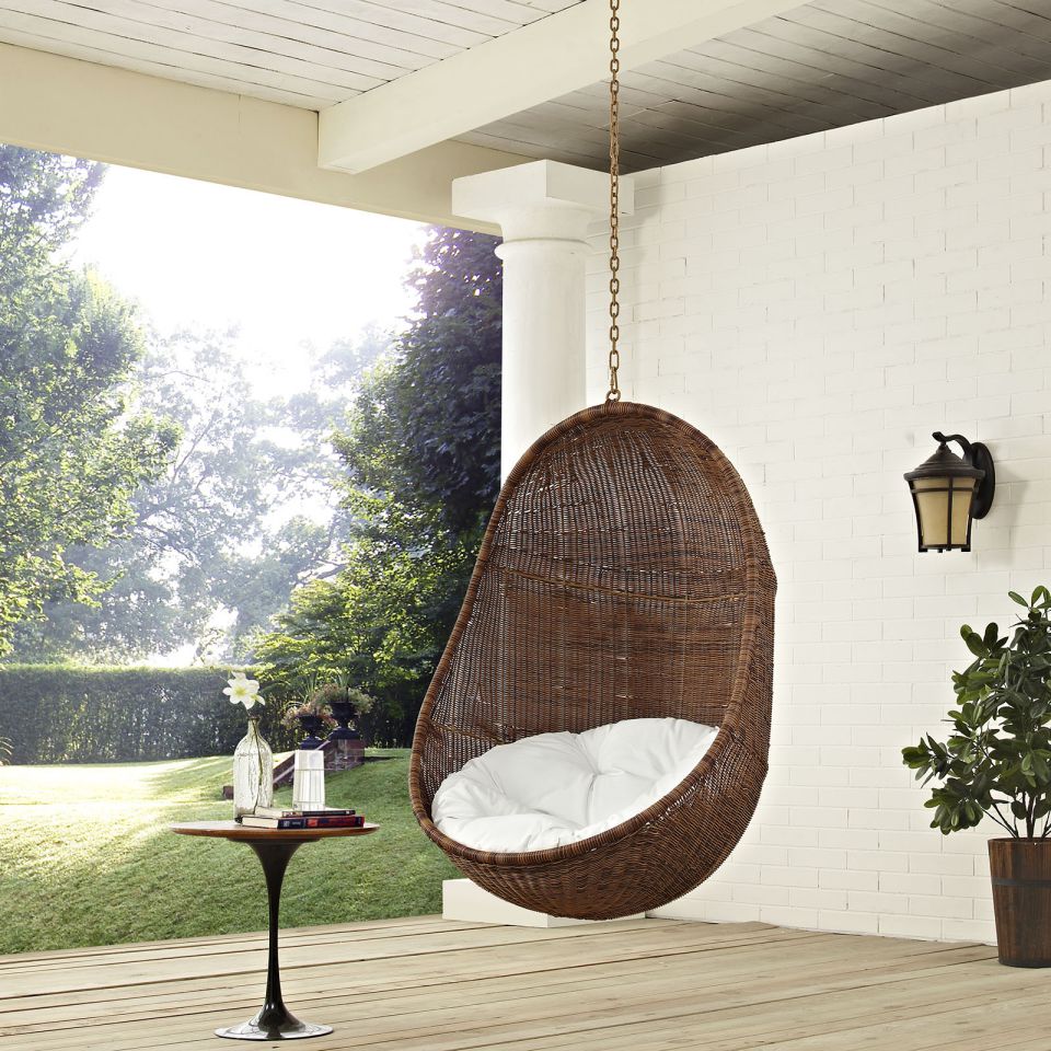 Modway Bean Outdoor Patio Swing Chair Without Stand | Outdoor Patio Daybed