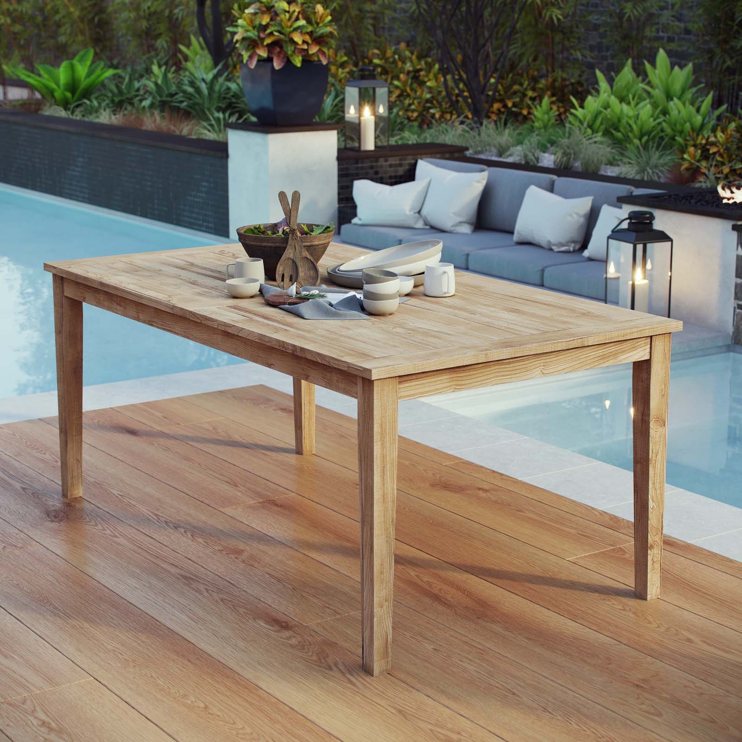 Modway Marina Outdoor Patio Teak Dining Table | Dining Tables | Modishstore
