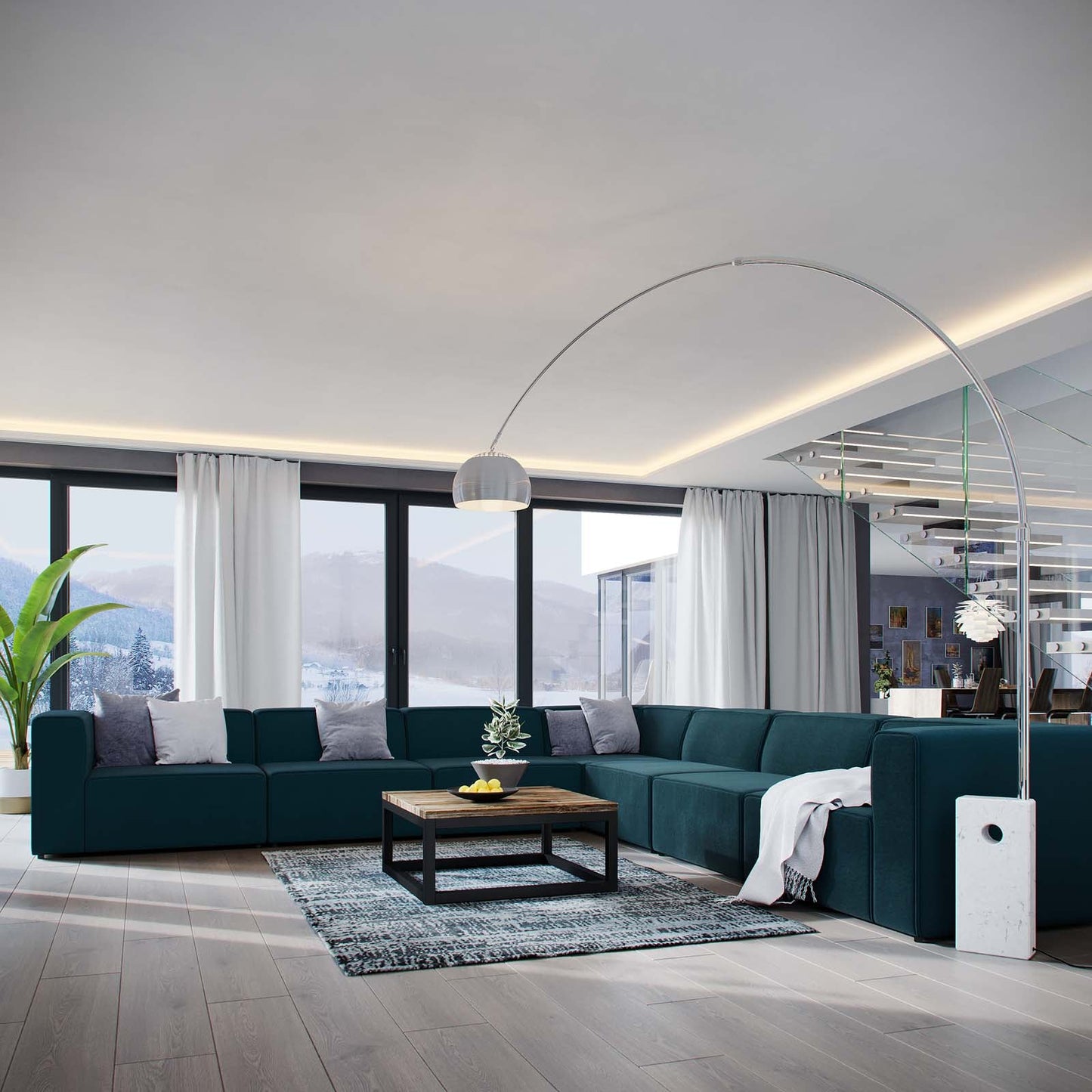 Modway Mingle 7 Piece Upholstered Fabric Sectional Sofa Set | Sofas | Modishstore