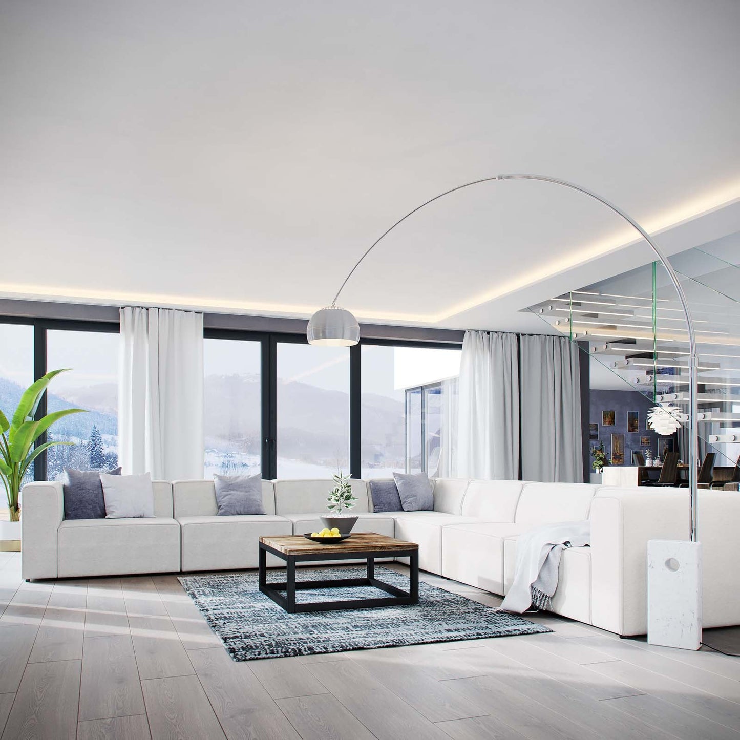 Modway Mingle 7 Piece Upholstered Fabric Sectional Sofa Set | Sofas | Modishstore-4