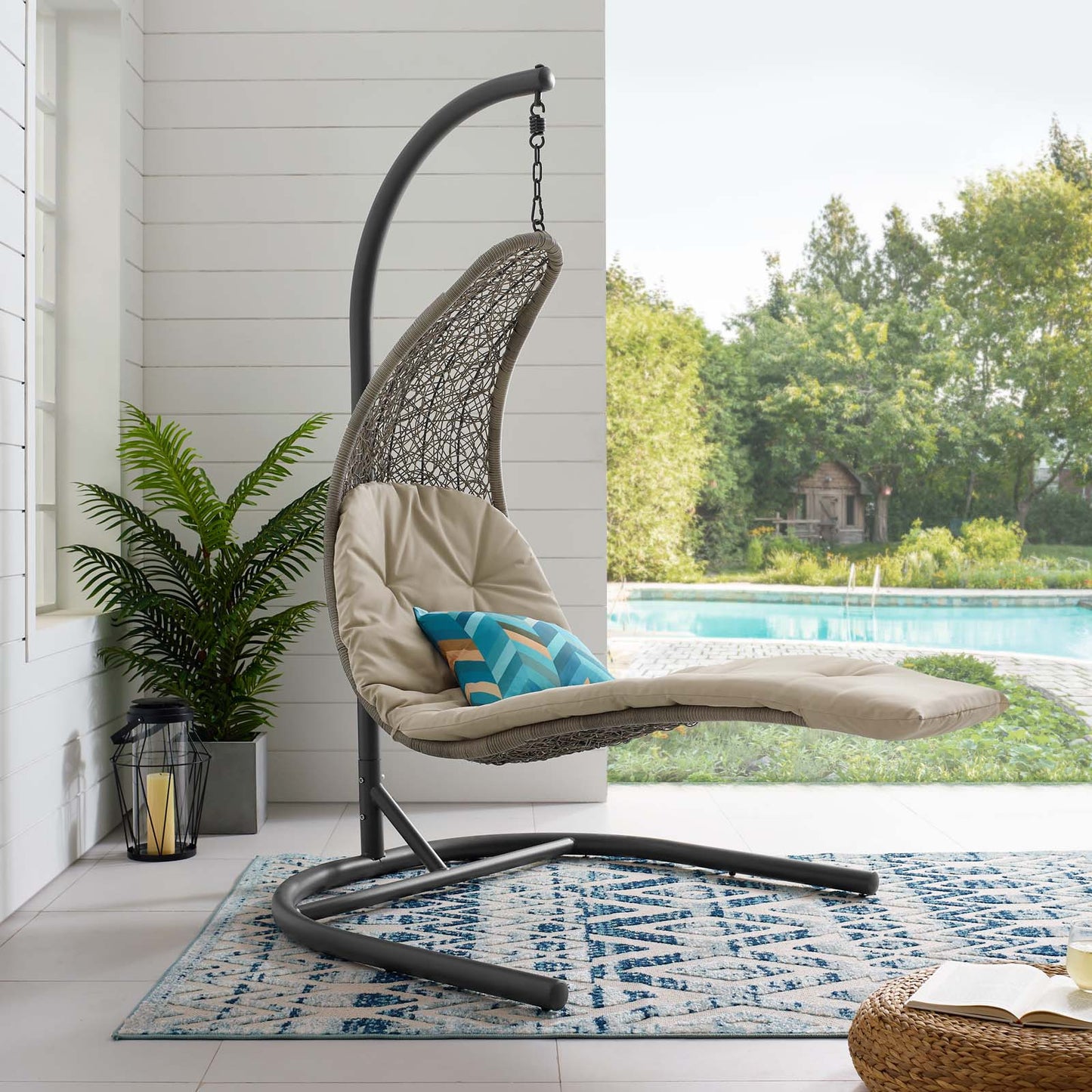 Modway Landscape Hanging Chaise Lounge Outdoor Patio Swing Chair | Outdoor Porch Swings | Modishstore-2