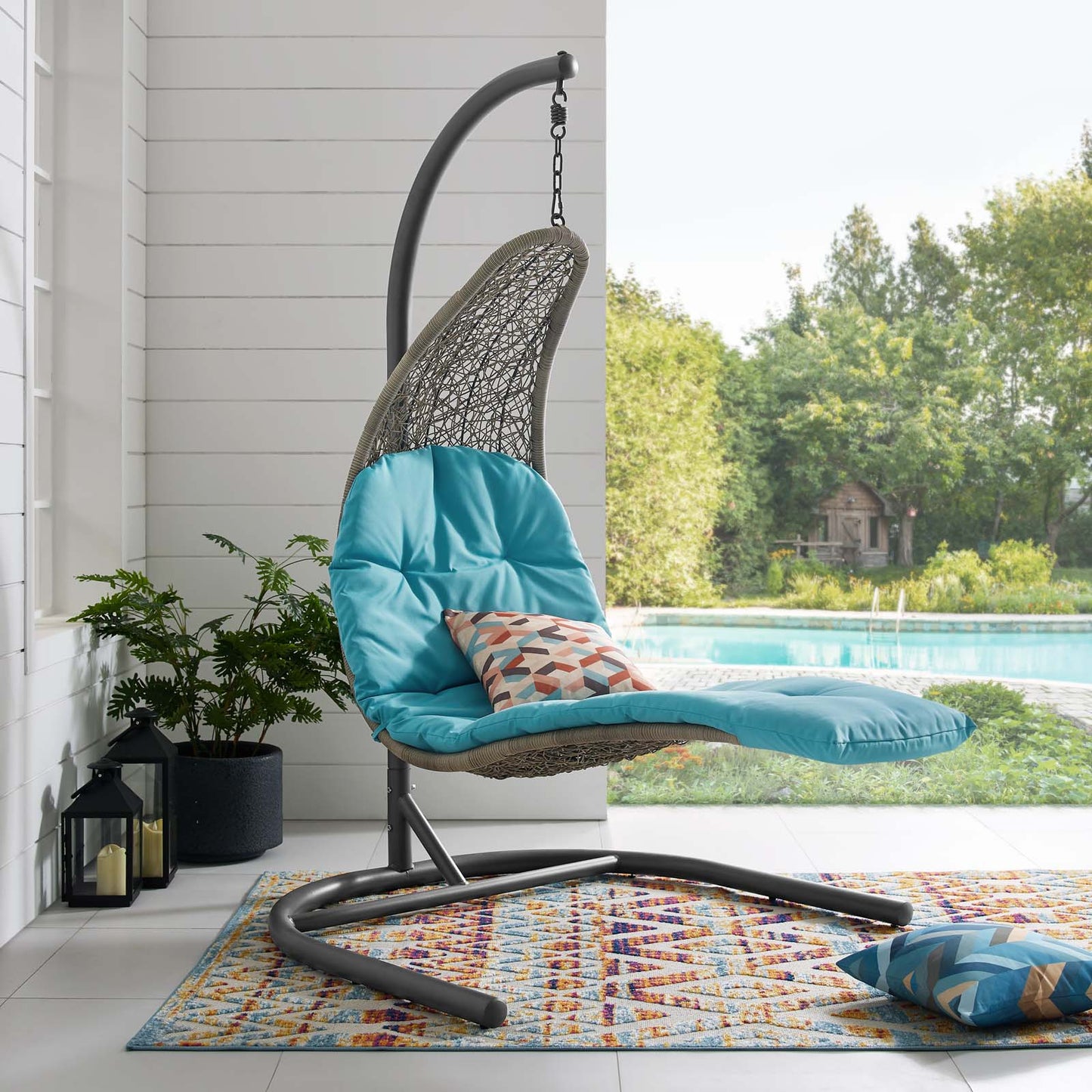 Modway Landscape Hanging Chaise Lounge Outdoor Patio Swing Chair | Outdoor Porch Swings | Modishstore-5
