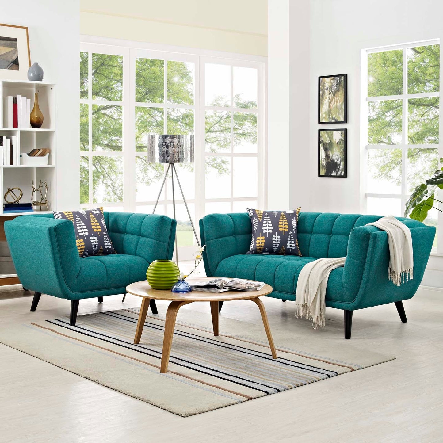Modway Bestow 2 Piece Upholstered Fabric Loveseat and Armchair Set | Loveseats |