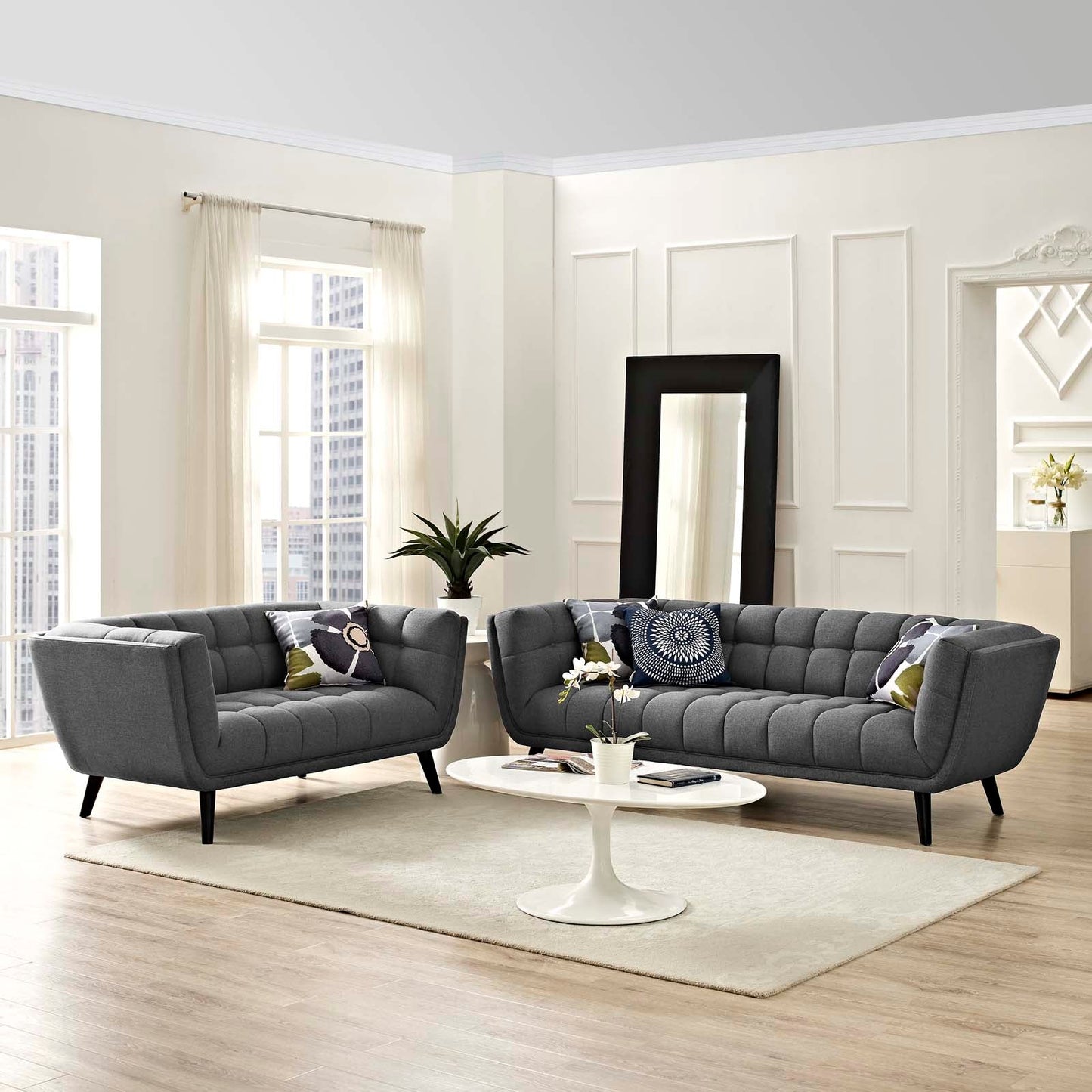 Modway Bestow 2 Piece Upholstered Fabric Sofa and Loveseat Set | Loveseats |