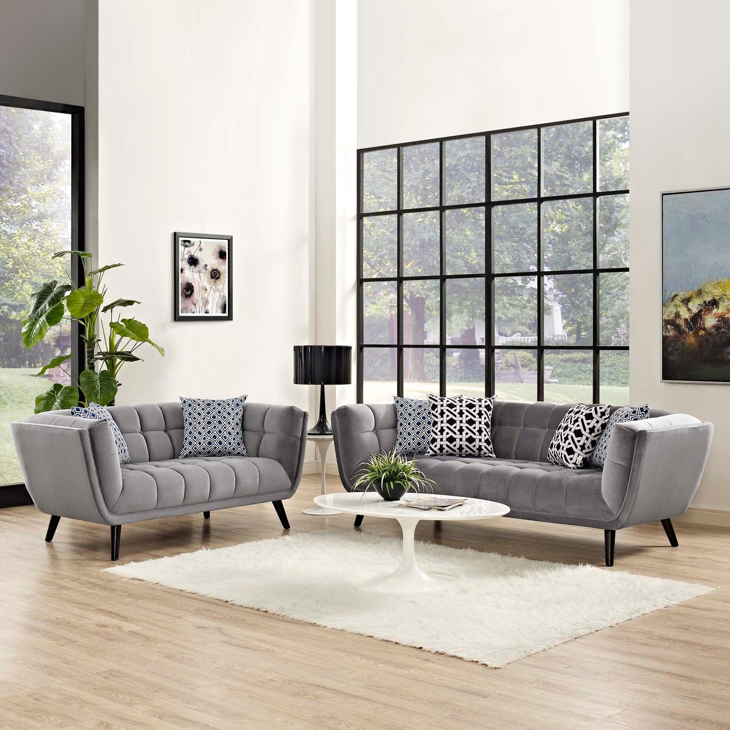 Modway Bestow 2 Piece Performance Velvet Sofa and Loveseat Set | Sofas |