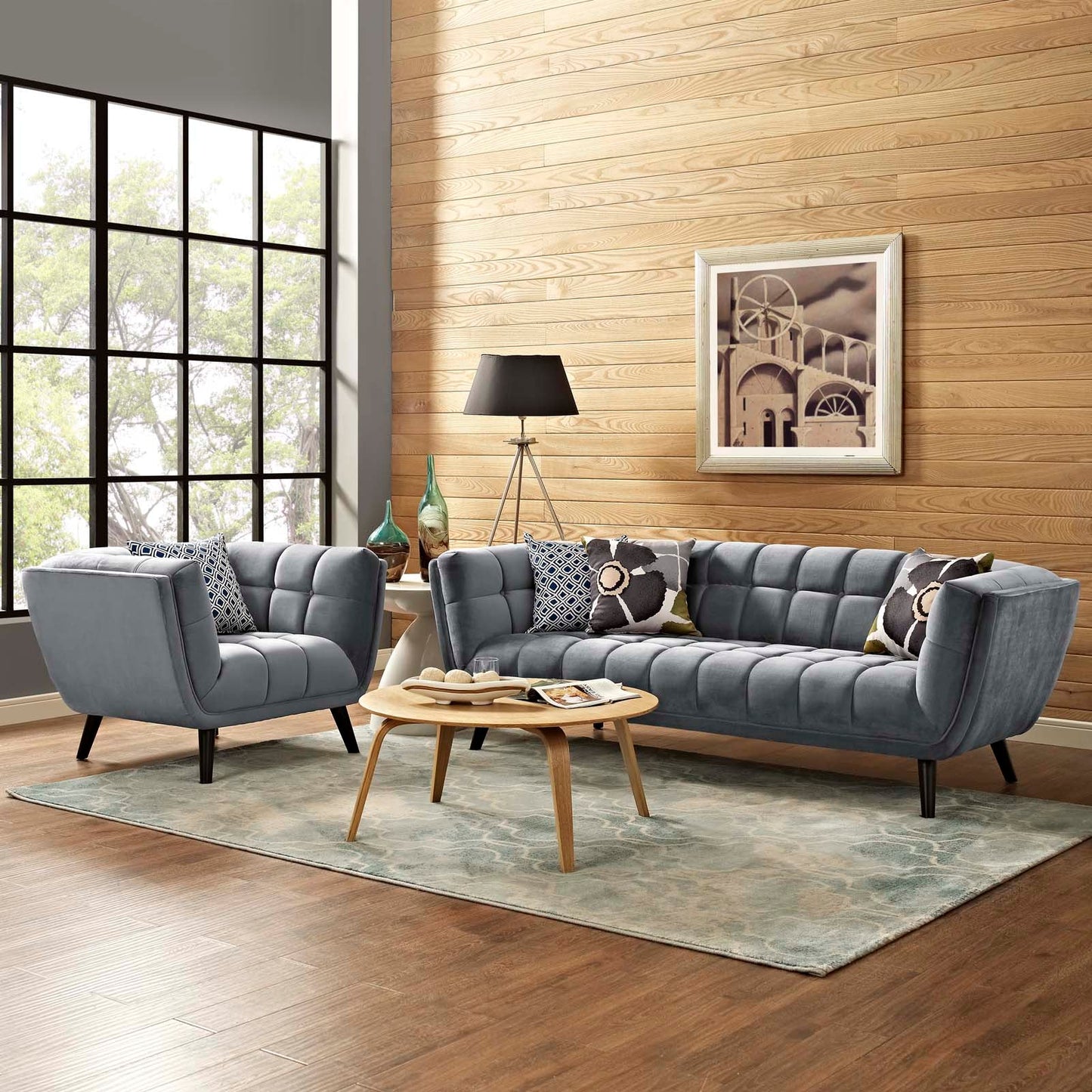 Modway Bestow 2 Piece Performance Velvet Sofa and Armchair Set | Sofas |