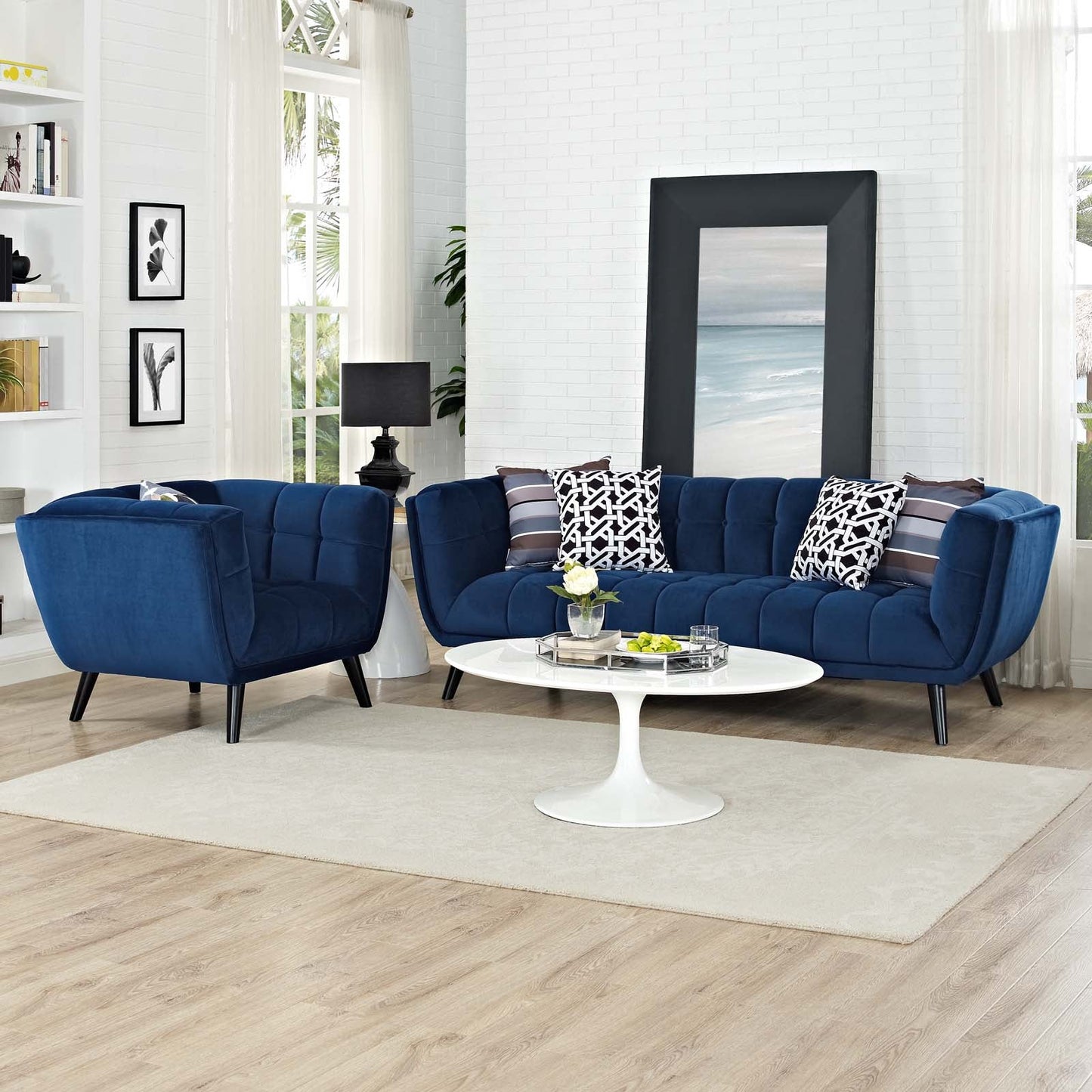 Modway Bestow 2 Piece Performance Velvet Sofa and Armchair Set | Sofas |