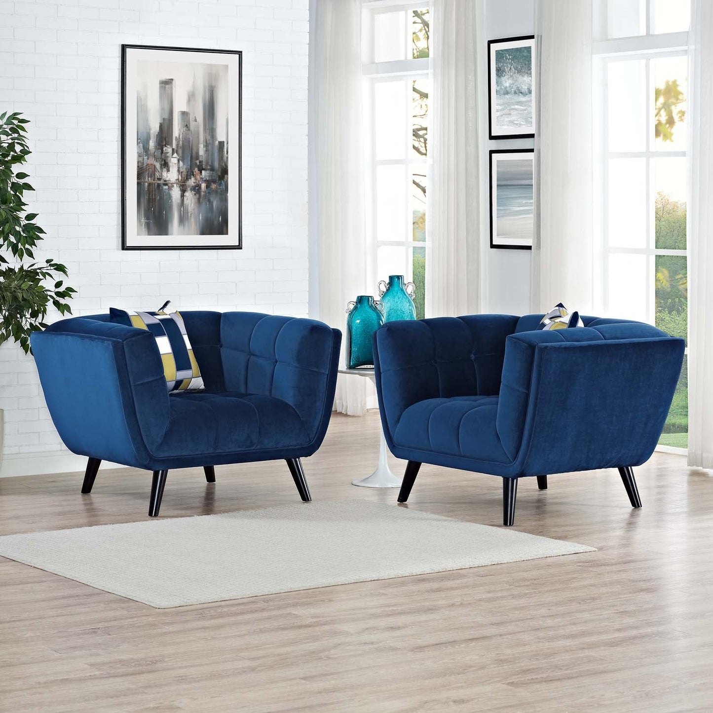 Modway Bestow 2 Piece Performance Velvet Armchair Set | Armchairs