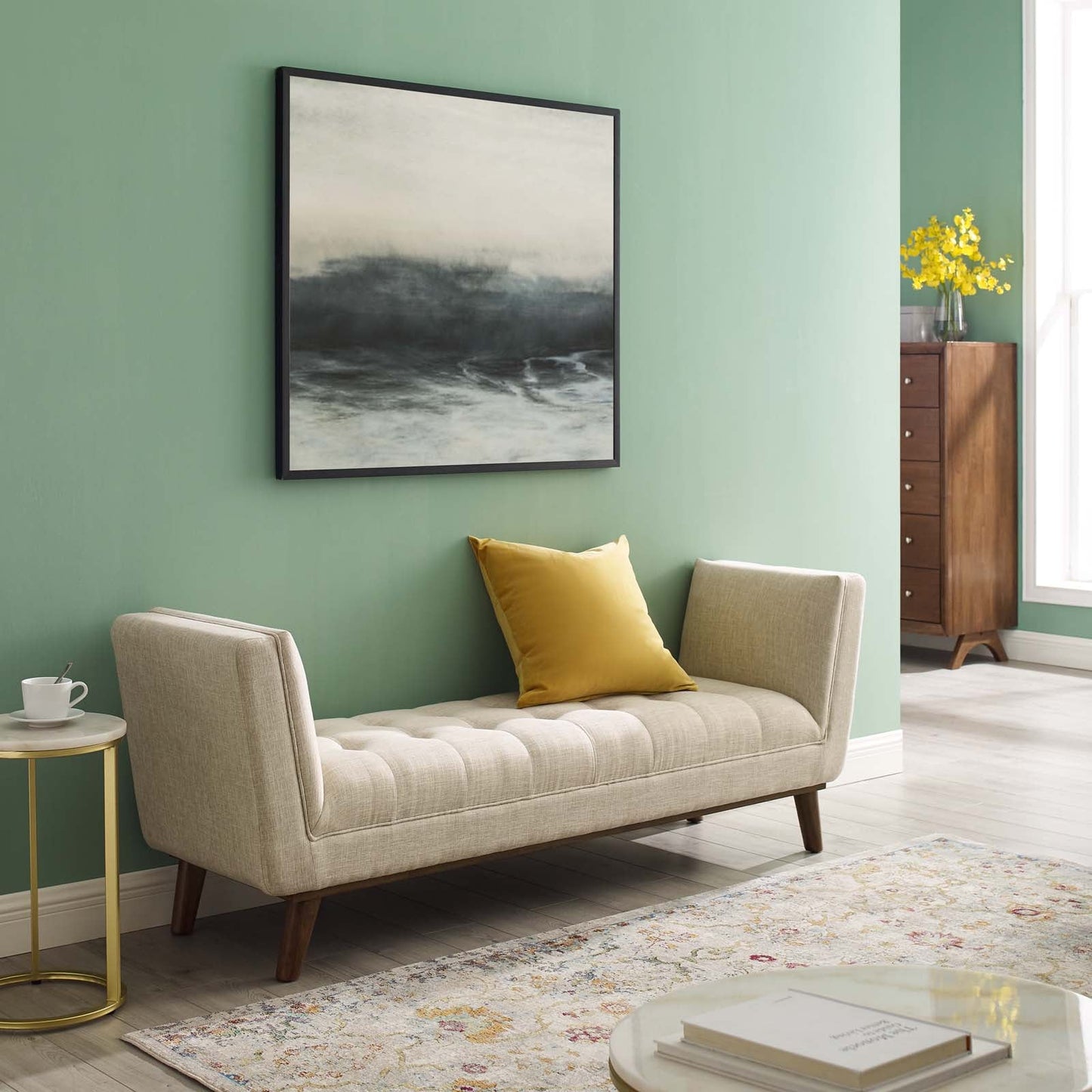 Modway Haven Tufted Button Upholstered Fabric Accent Bench | Stools & Benches |