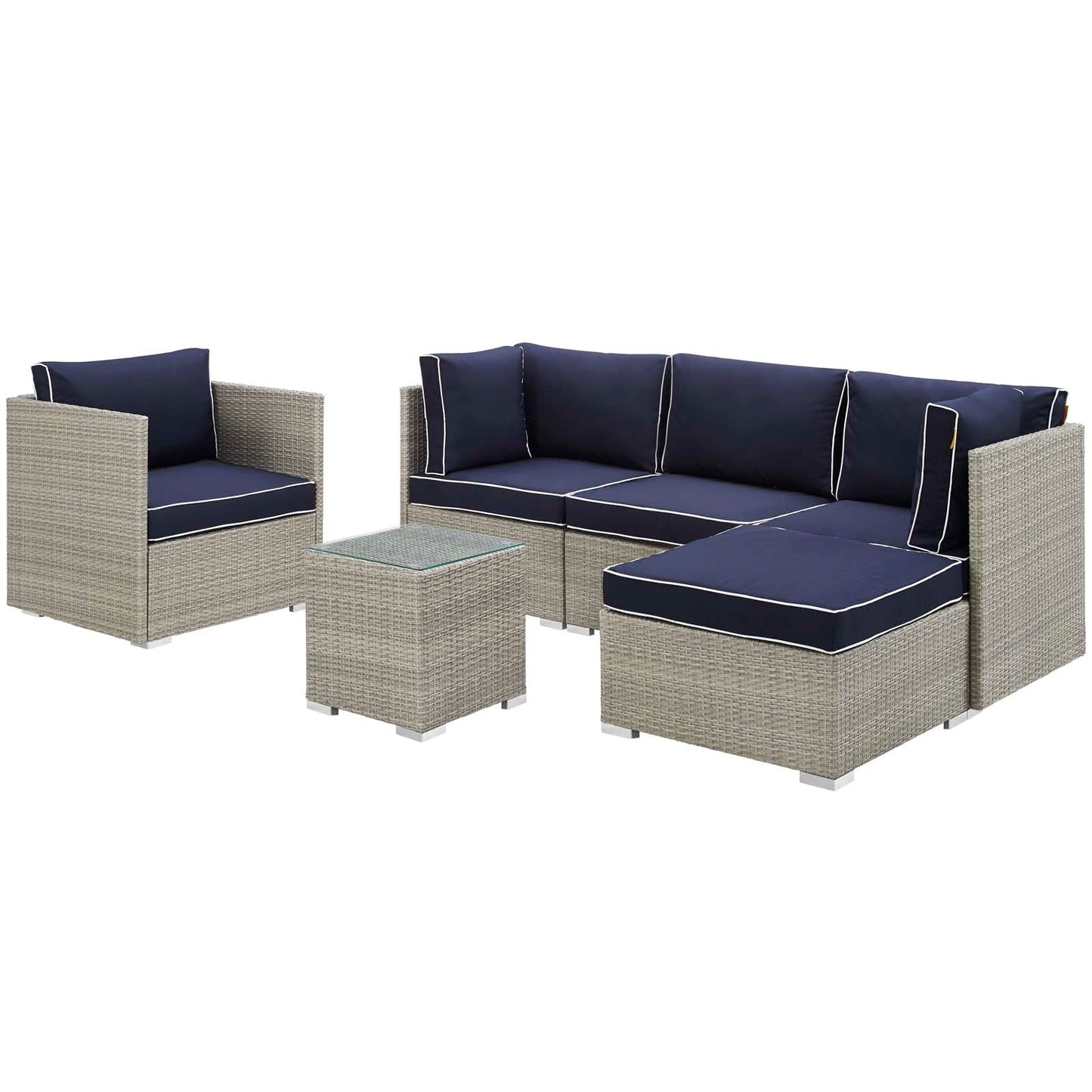 Repose 6 Piece Outdoor Patio Sectional Set By Modway - EEI-3014 | Outdoor Sofas, Loveseats & Sectionals | Modishstore - 4
