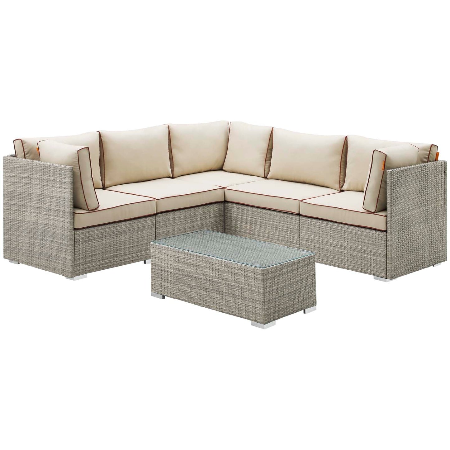 Modway Repose 6 Piece Outdoor Patio Sectional Set | Outdoor Sofas, Loveseats & Sectionals | Modishstore