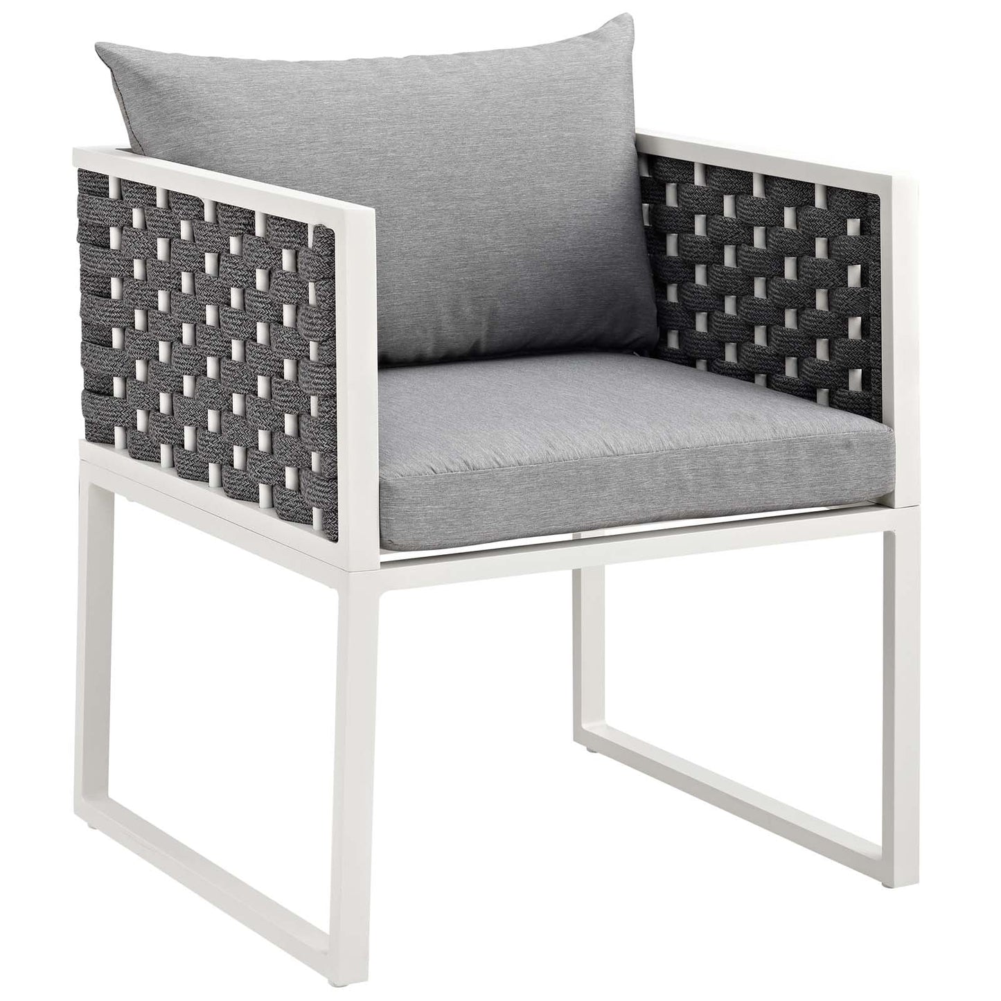 Modway Stance Outdoor Patio Aluminum Dining Armchair White Navy | Armchairs | Modishstore-2