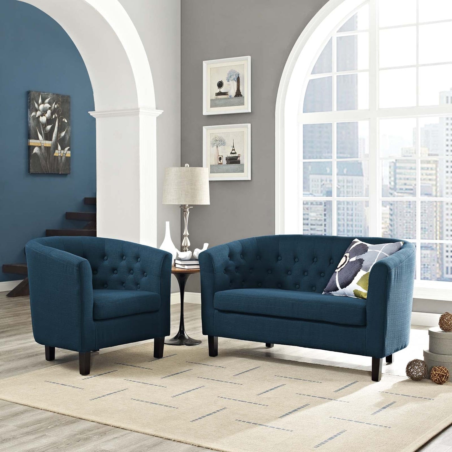 Modway Prospect 2 Piece Upholstered Fabric Loveseat and Armchair Set | Loveseats | Modishstore-2