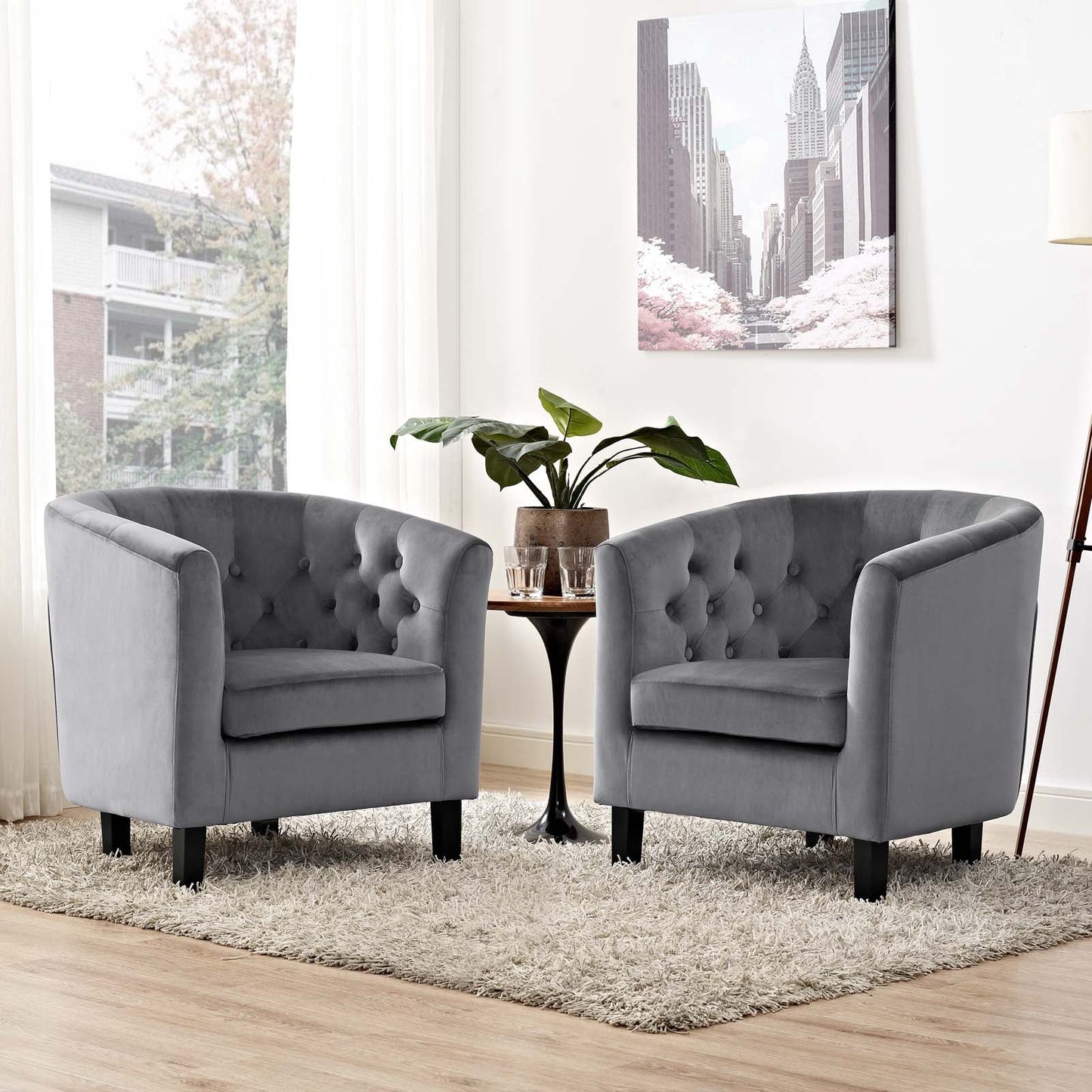 Modway Prospect 2 Piece Performance Velvet Armchair Set | Armchairs | Modishstore-3