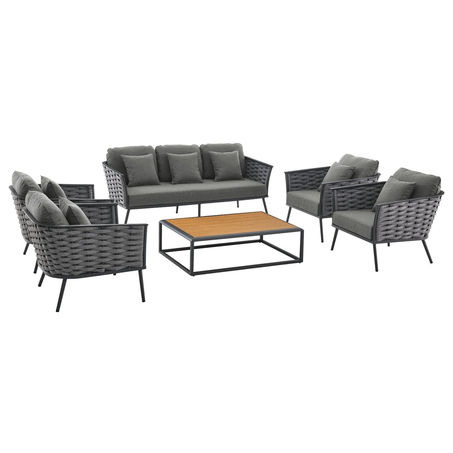 Modway Stance 6 Piece Outdoor Patio Aluminum Sectional Sofa Set | Outdoor Sofas, Loveseats & Sectionals | Modishstore-3