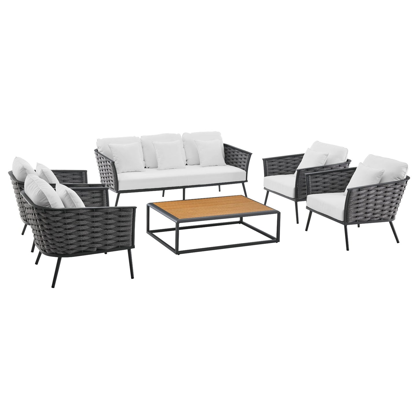 Modway Stance 6 Piece Outdoor Patio Aluminum Sectional Sofa Set | Outdoor Sofas, Loveseats & Sectionals | Modishstore-4