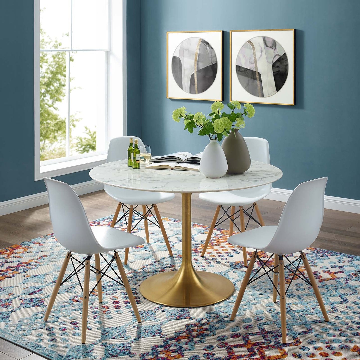 Modway Lippa 47" Round Artificial Marble Dining Table | Dining Tables | Modishstore