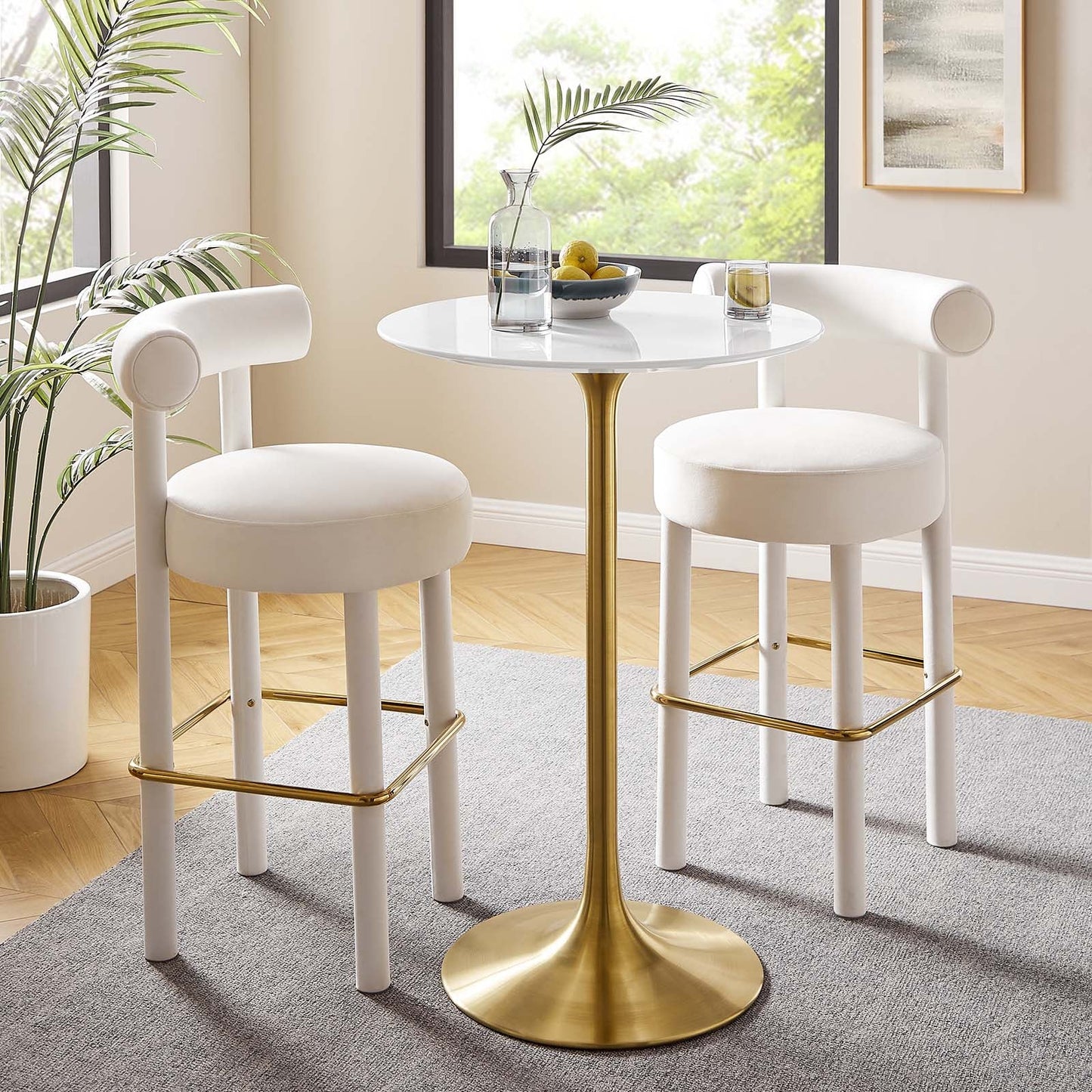 Modway Lippa 28" Bar Table In Gold White - EEI-3262 - EEI-3262
