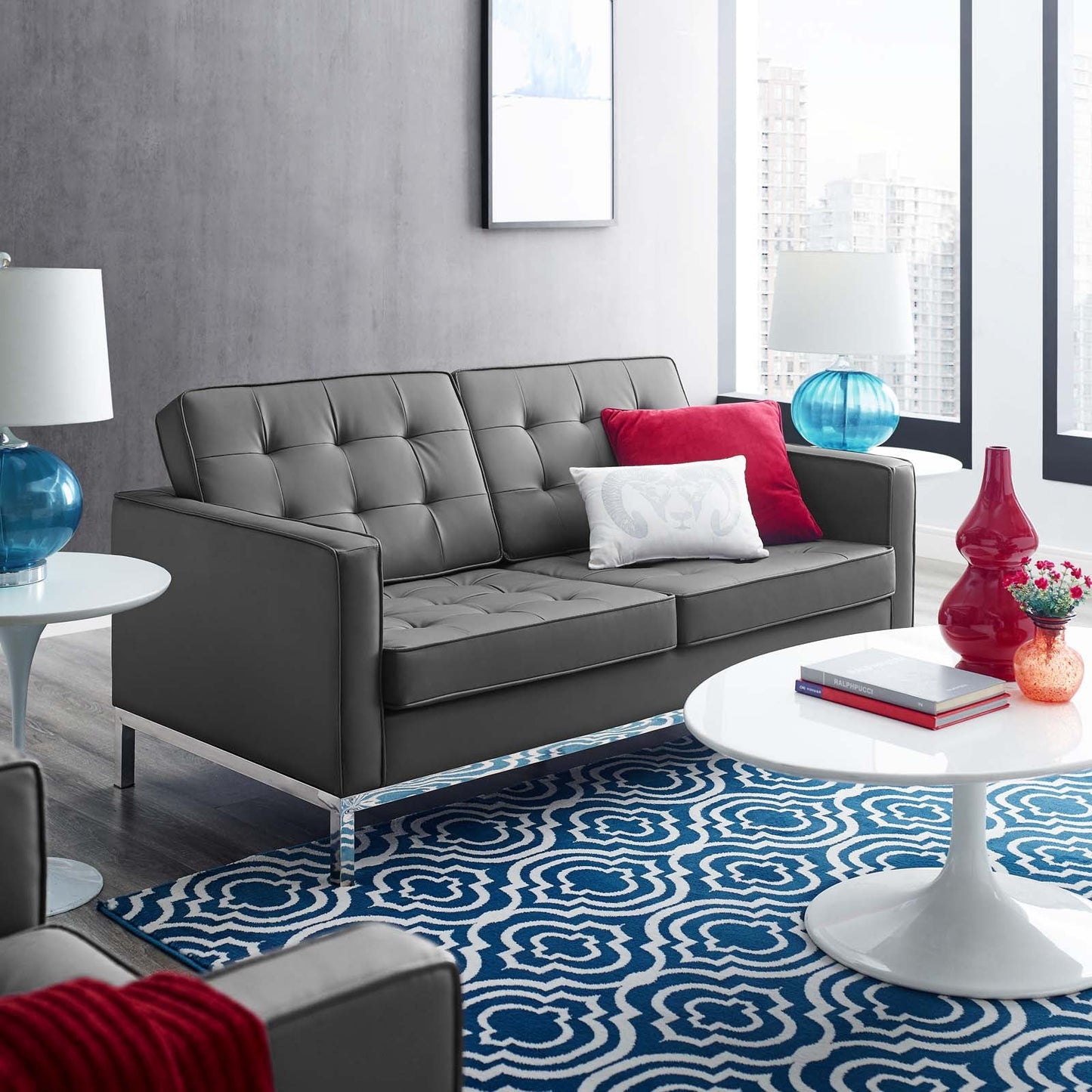 Modway Loft Tufted Upholstered Faux Leather Loveseat | Loveseats | Modishstore-4