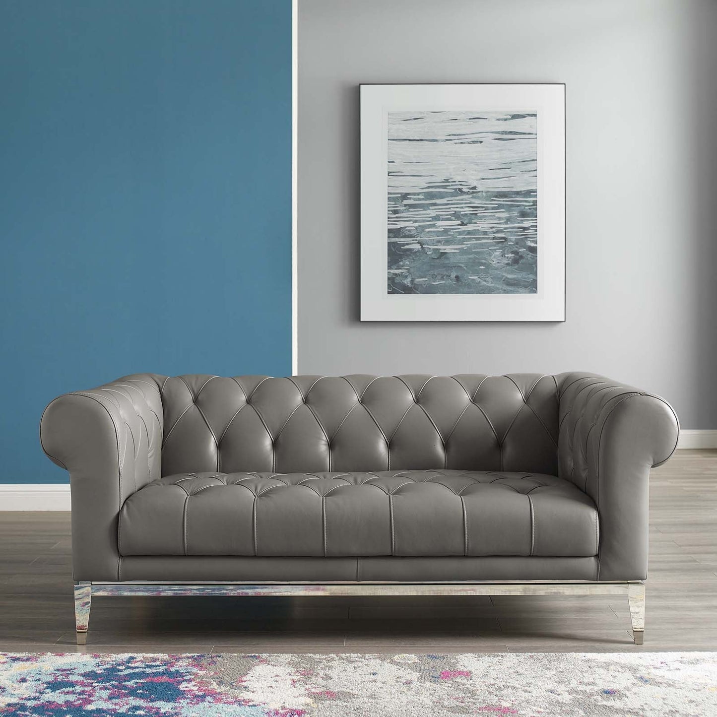 Modway Idyll Tufted Button Upholstered Leather Chesterfield Loveseat | Loveseats