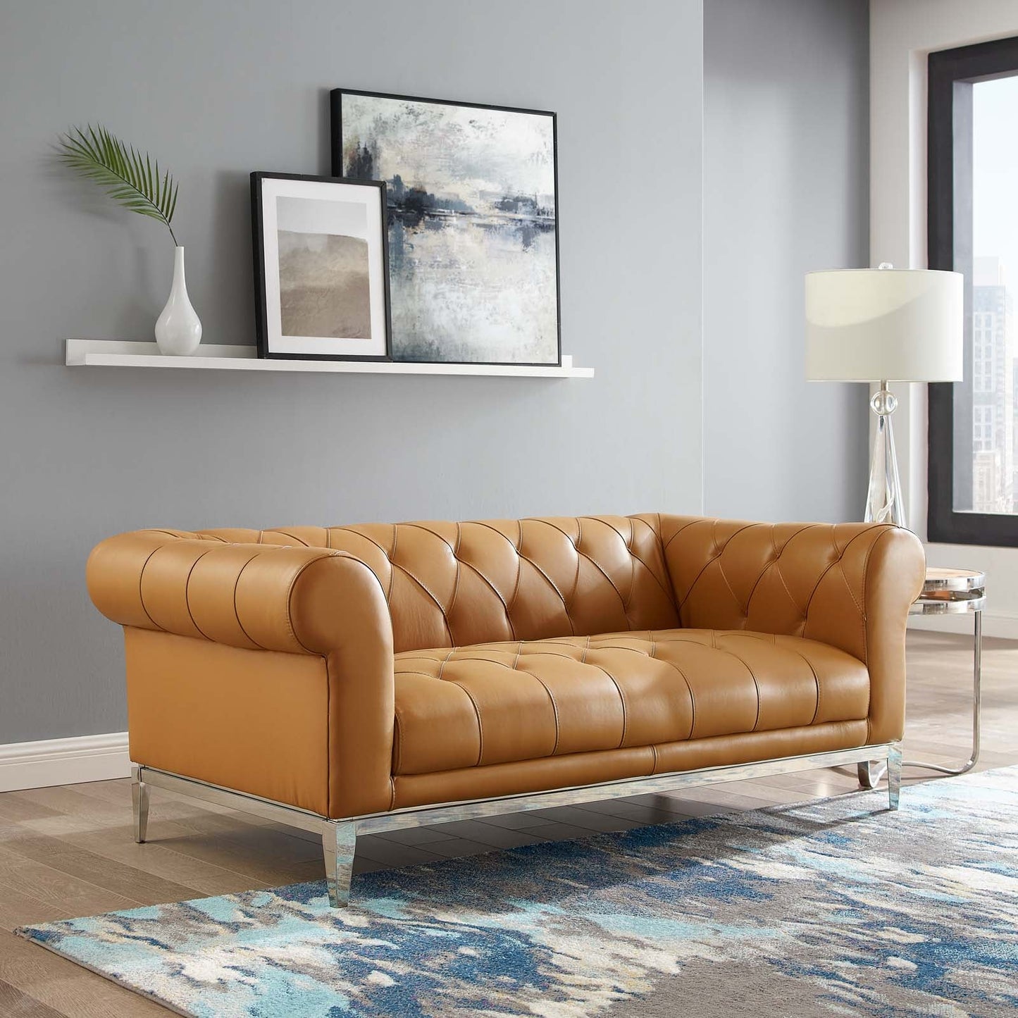 Modway Idyll Tufted Button Upholstered Leather Chesterfield Loveseat | Loveseats |