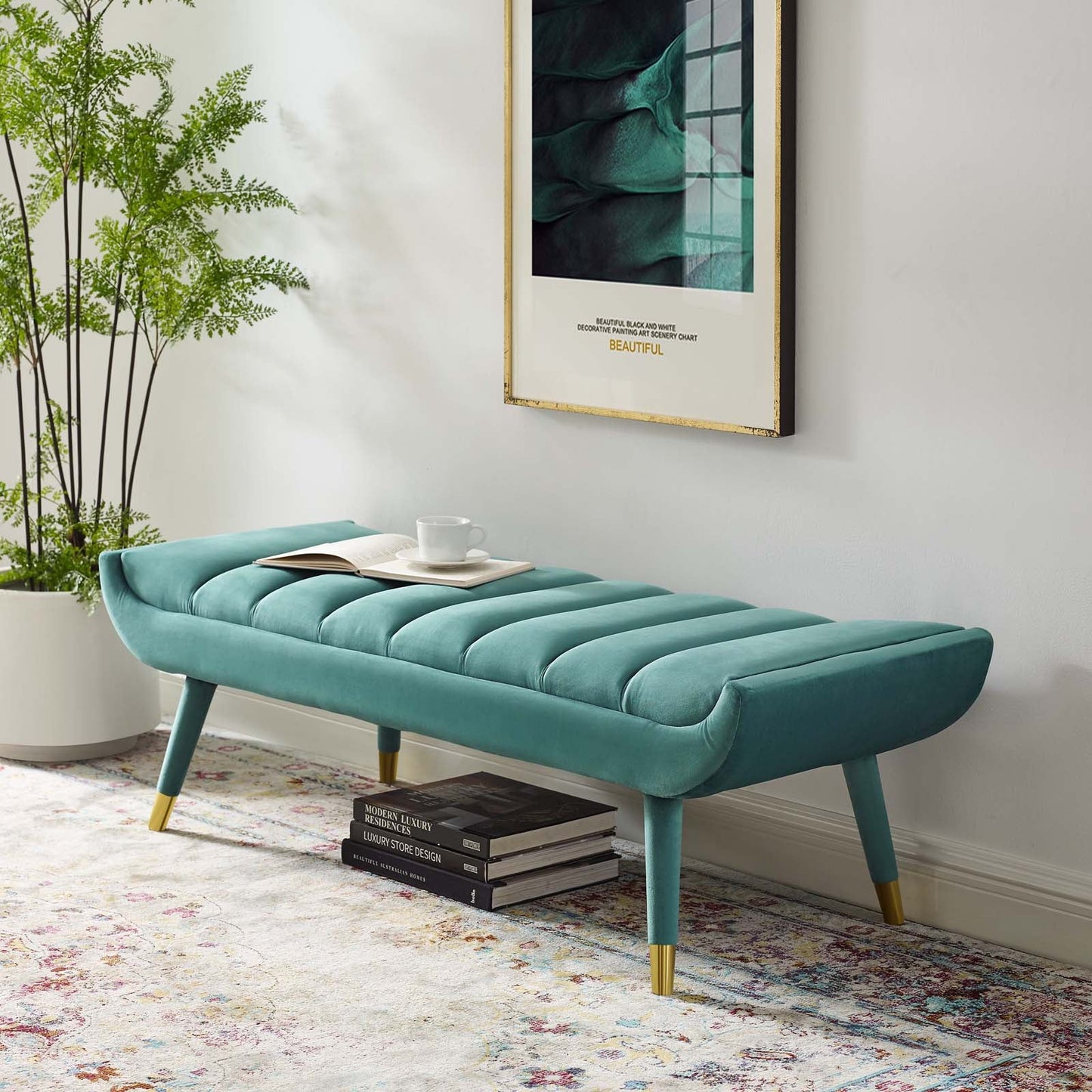 Modway Guess Channel Tufted Performance Velvet Accent Bench | Stools & Benches |