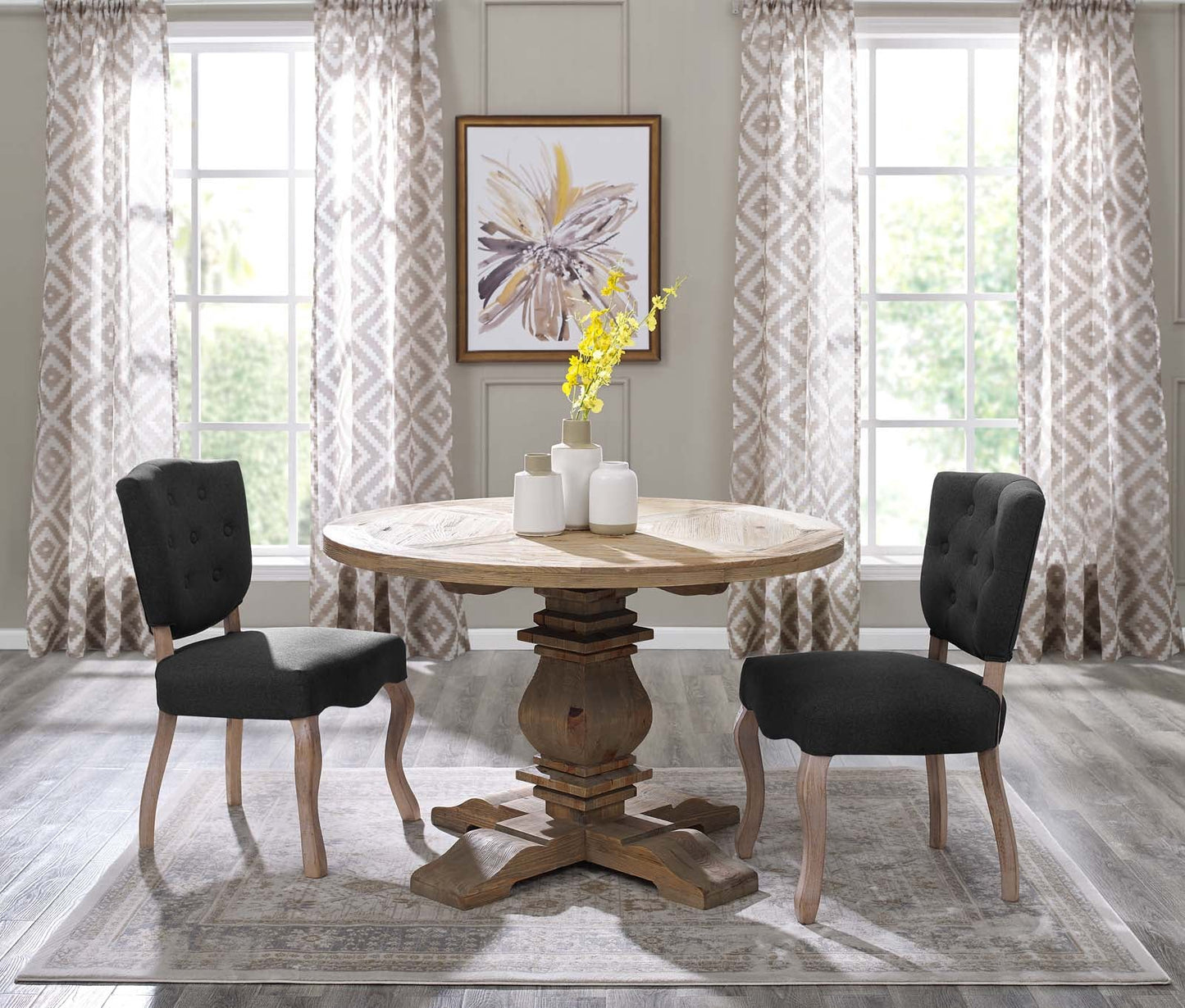 Modway Column 47" Round Pine Wood Dining Table | Dining Tables