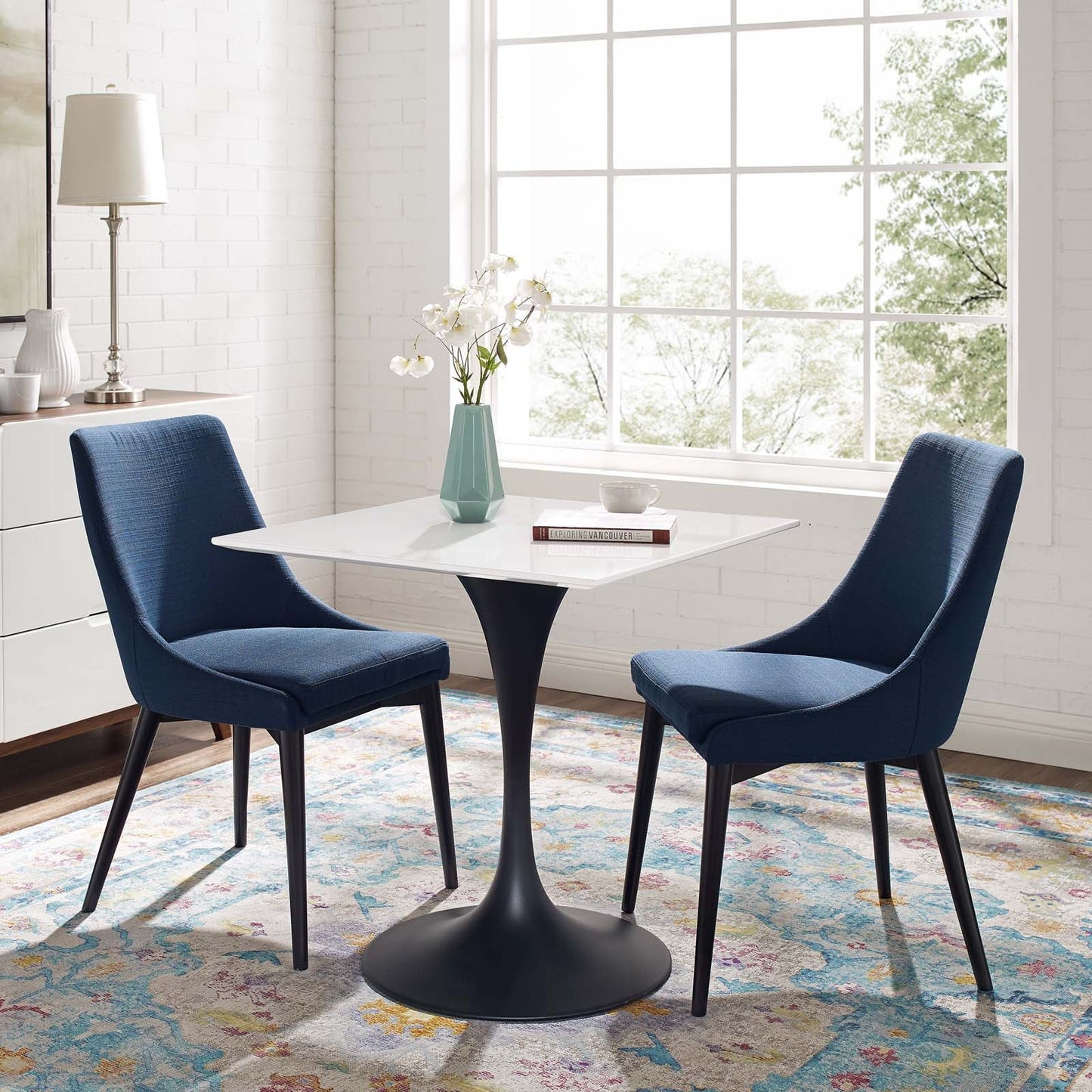 Modway Lippa 28" Square Wood Top Dining Table in White | Dining Tables | Modishstore