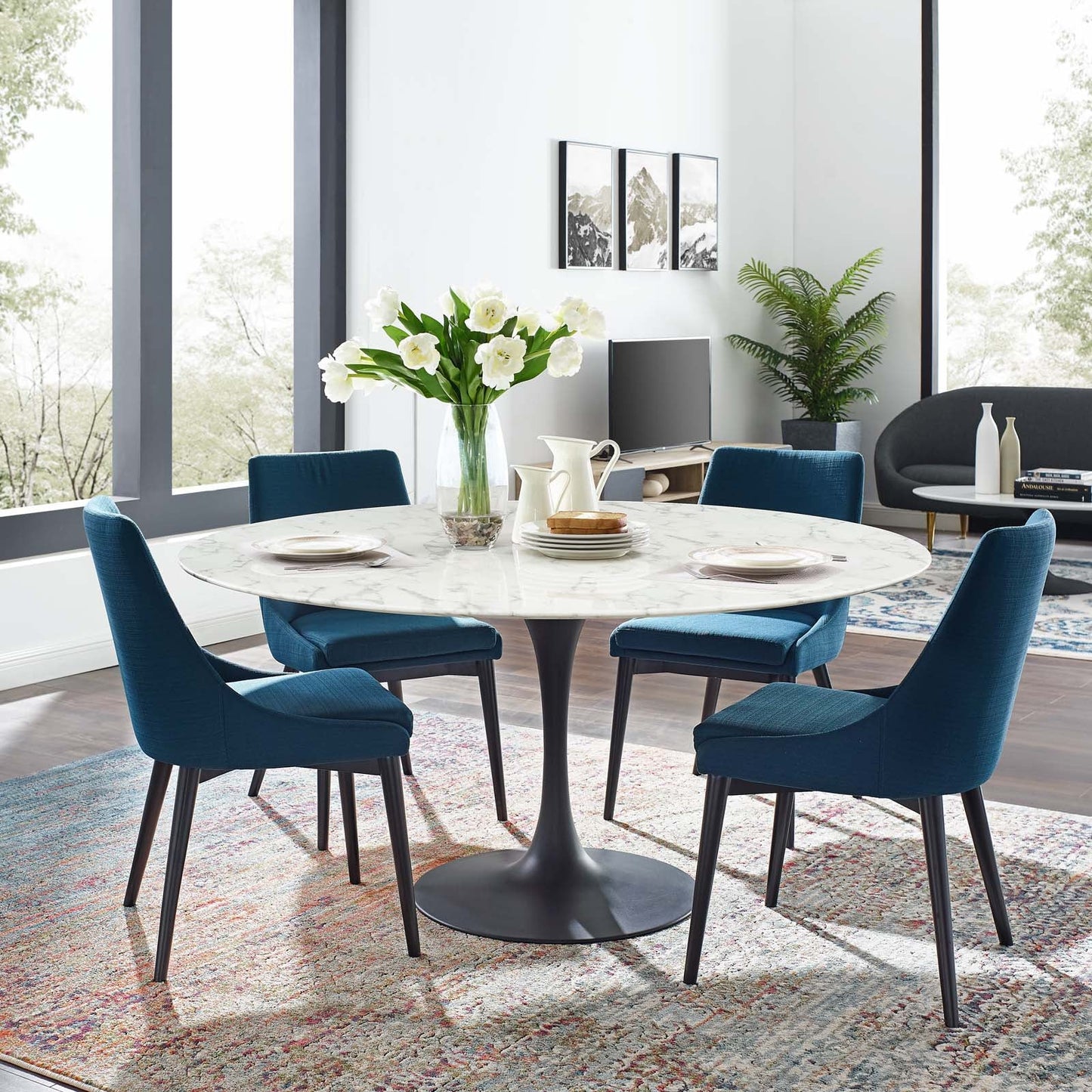 Modway Lippa 60" Round Artificial Marble Dining Table | Dining Tables | Modishstore