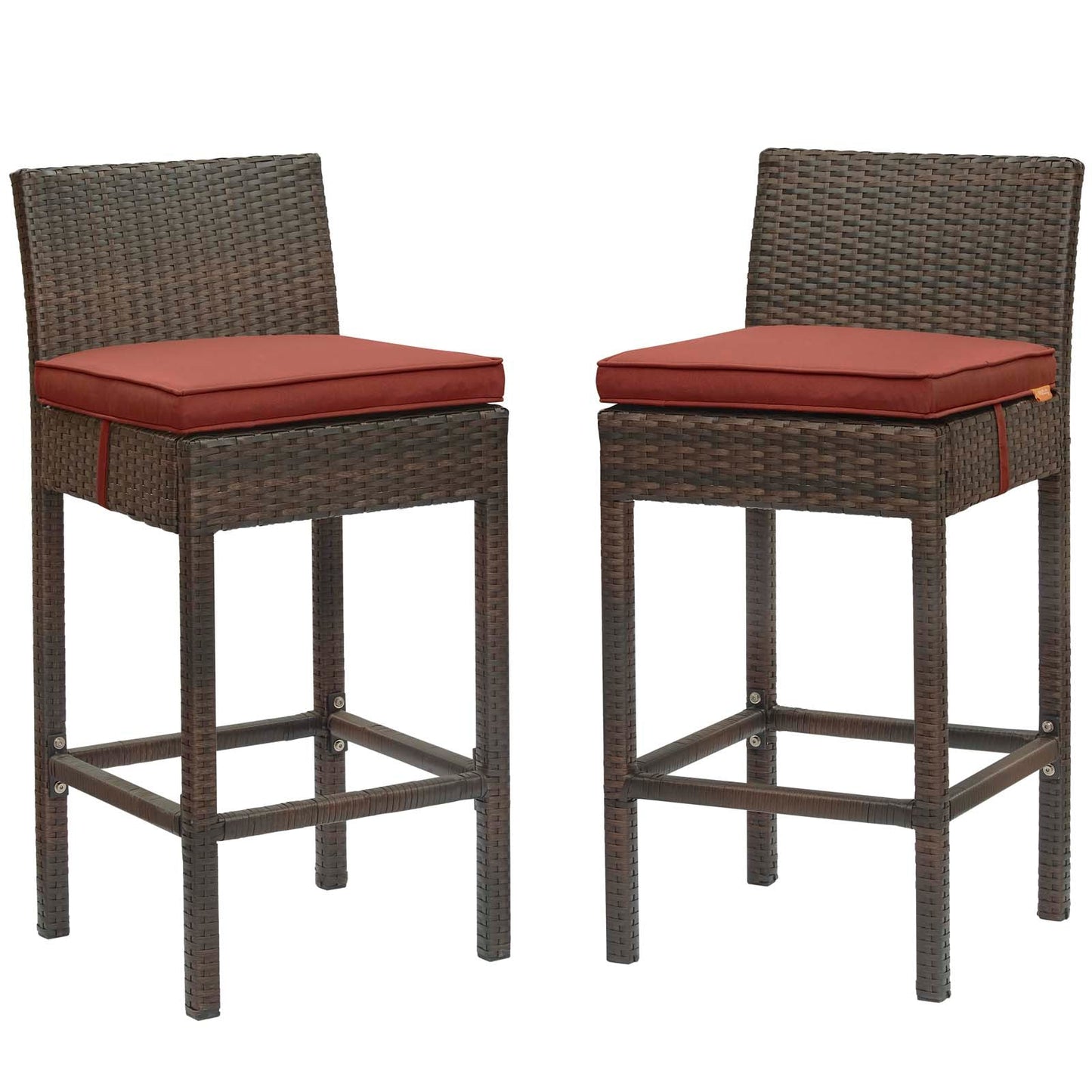 Modway Conduit Bar Stool Outdoor Patio Wicker Rattan Set of 2 | Bar Stools