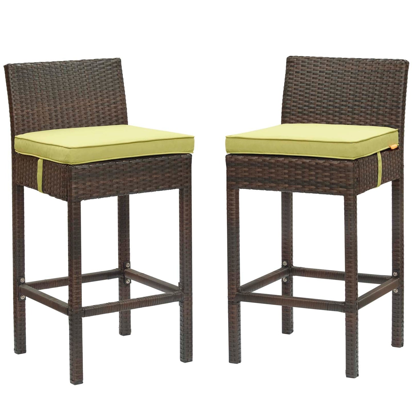 Modway Conduit Bar Stool Outdoor Patio Wicker Rattan Set of 2 | Bar Stools |