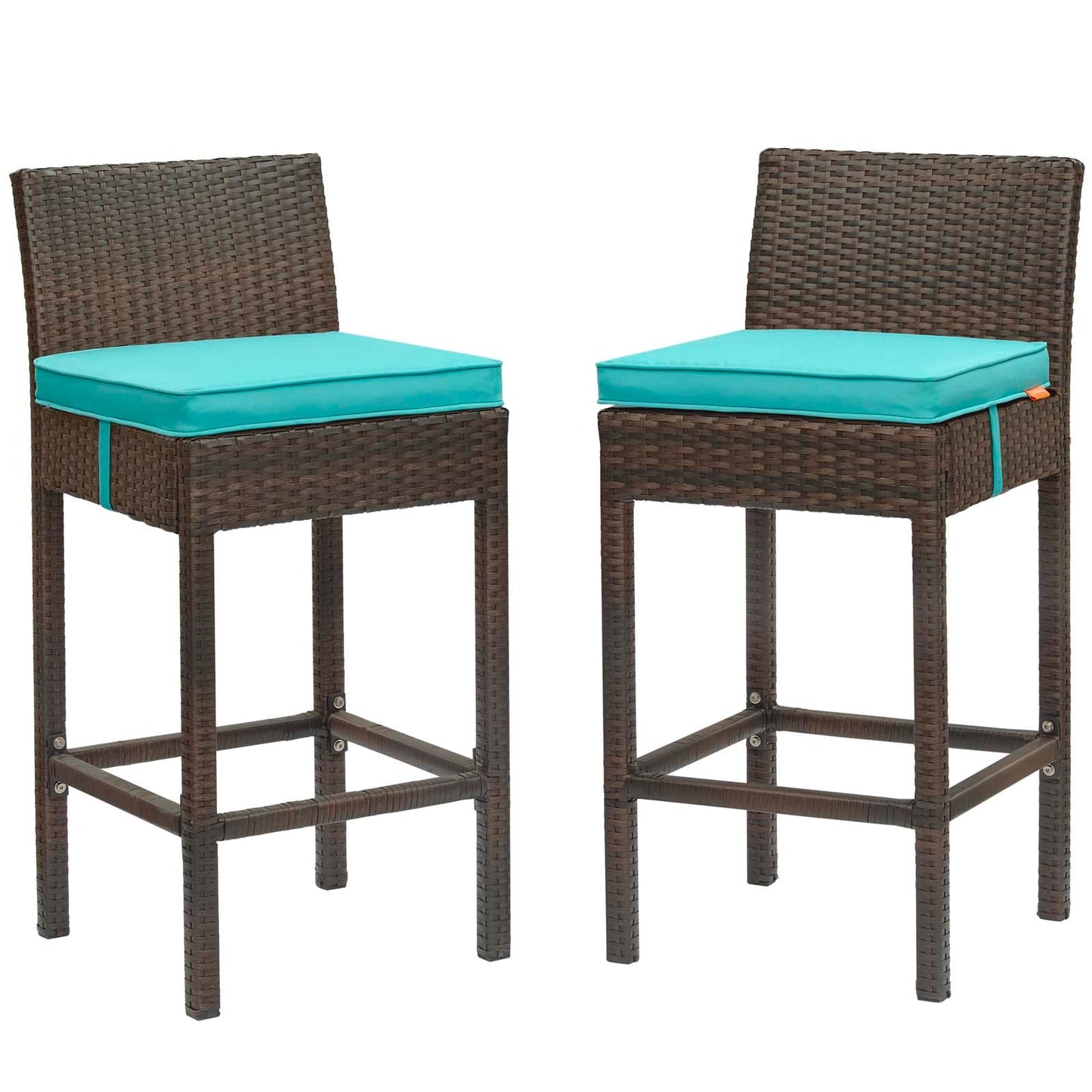 Modway Conduit Bar Stool Outdoor Patio Wicker Rattan Set of 2 | Bar Stools |