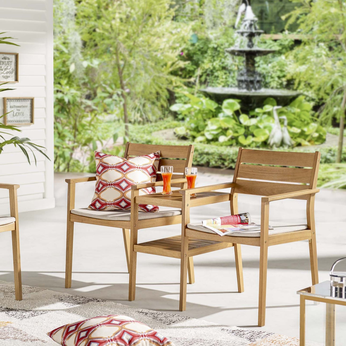 Modway Viewscape Outdoor Patio Ash Wood Jack and Jill Chair Set | Outdoor Chairs | Modishstore