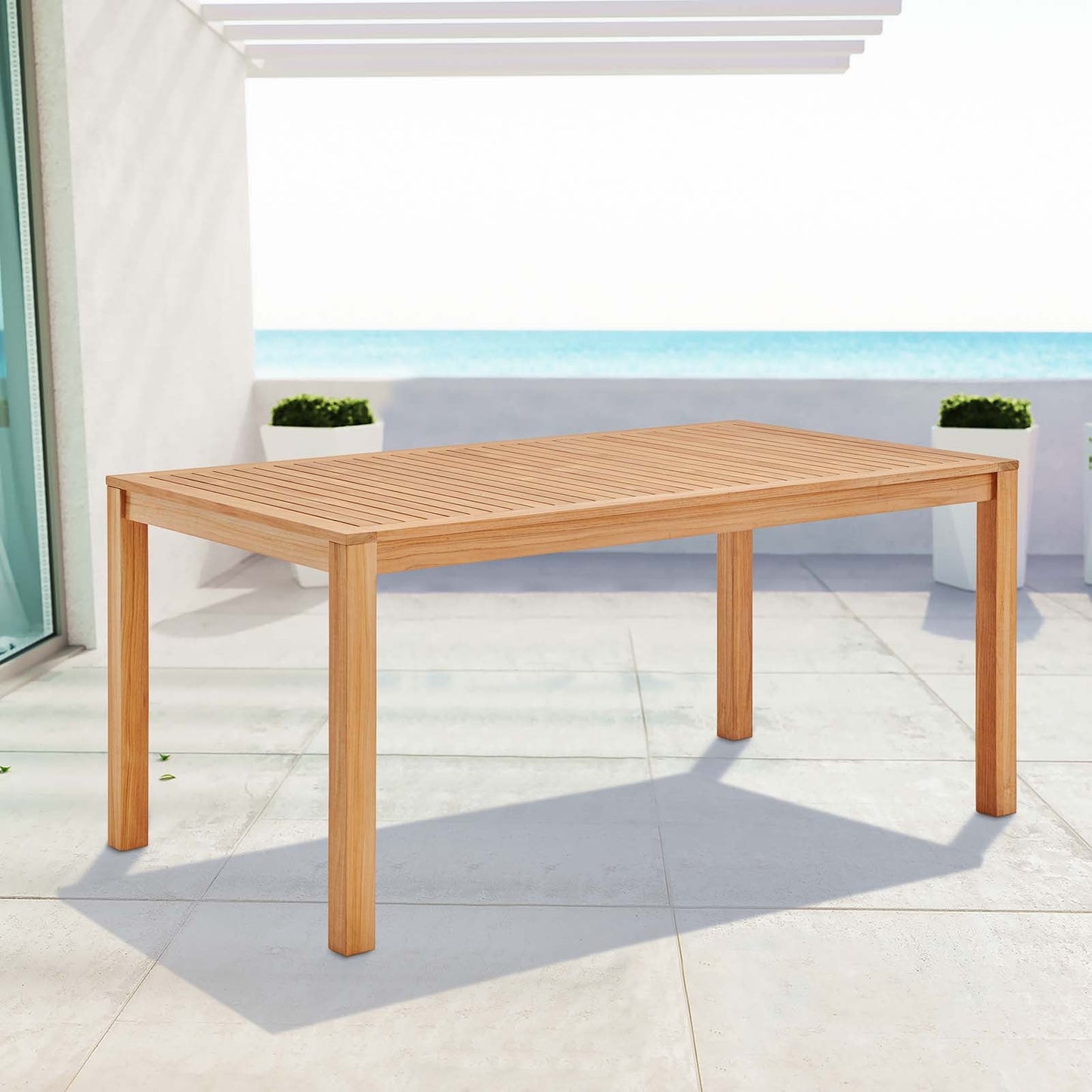Farmstay 63" Rectangle Outdoor Patio Teak Wood Dining Table By Modway - EEI-3719 | Outdoor Tables