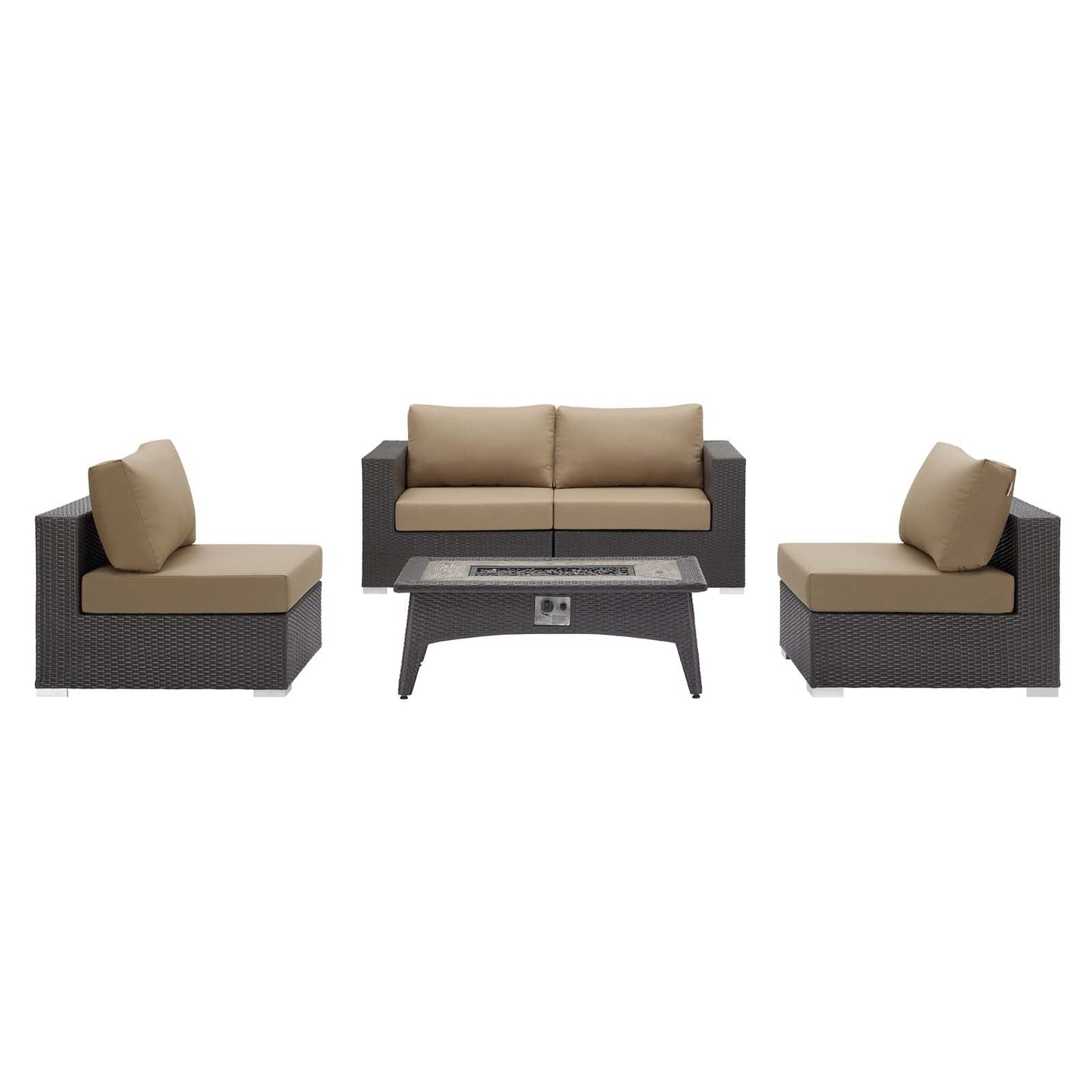 Convene 5 Piece Set Outdoor Patio with Fire Pit By Modway - EEI-3723 | Outdoor Sofas, Loveseats & Sectionals