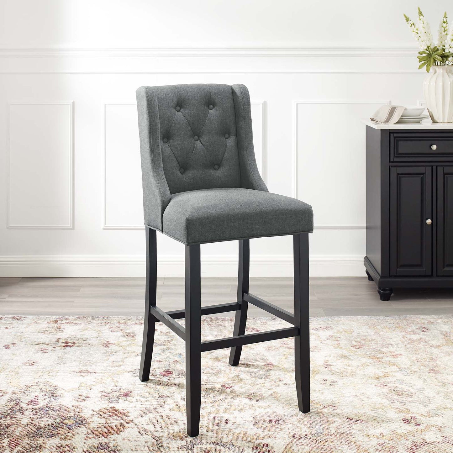 Modway Baronet Tufted Button Upholstered Fabric Bar Stool | Bar Stools |